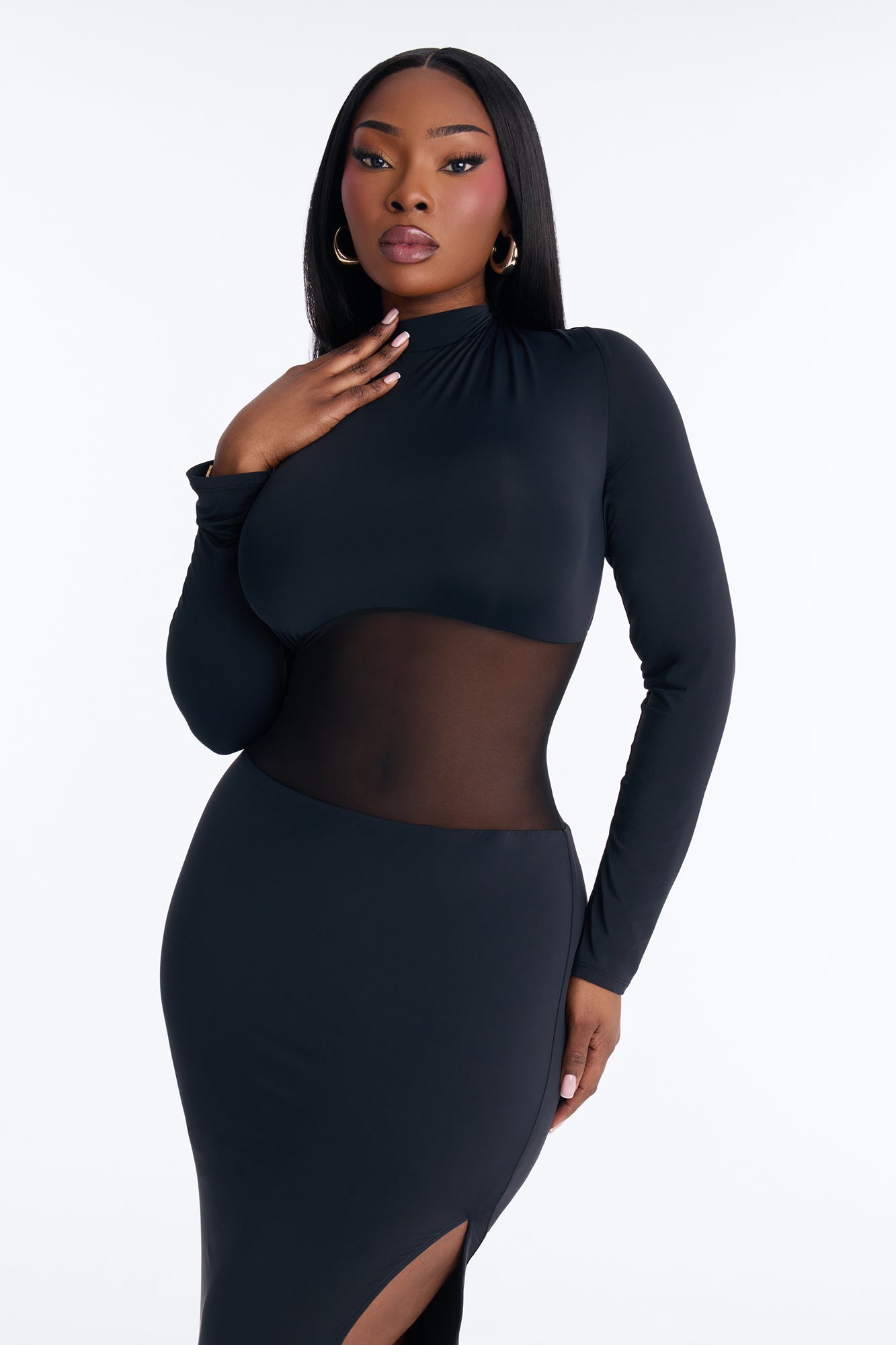 Main Muse Mesh Cut Out Maxi Dress - Black