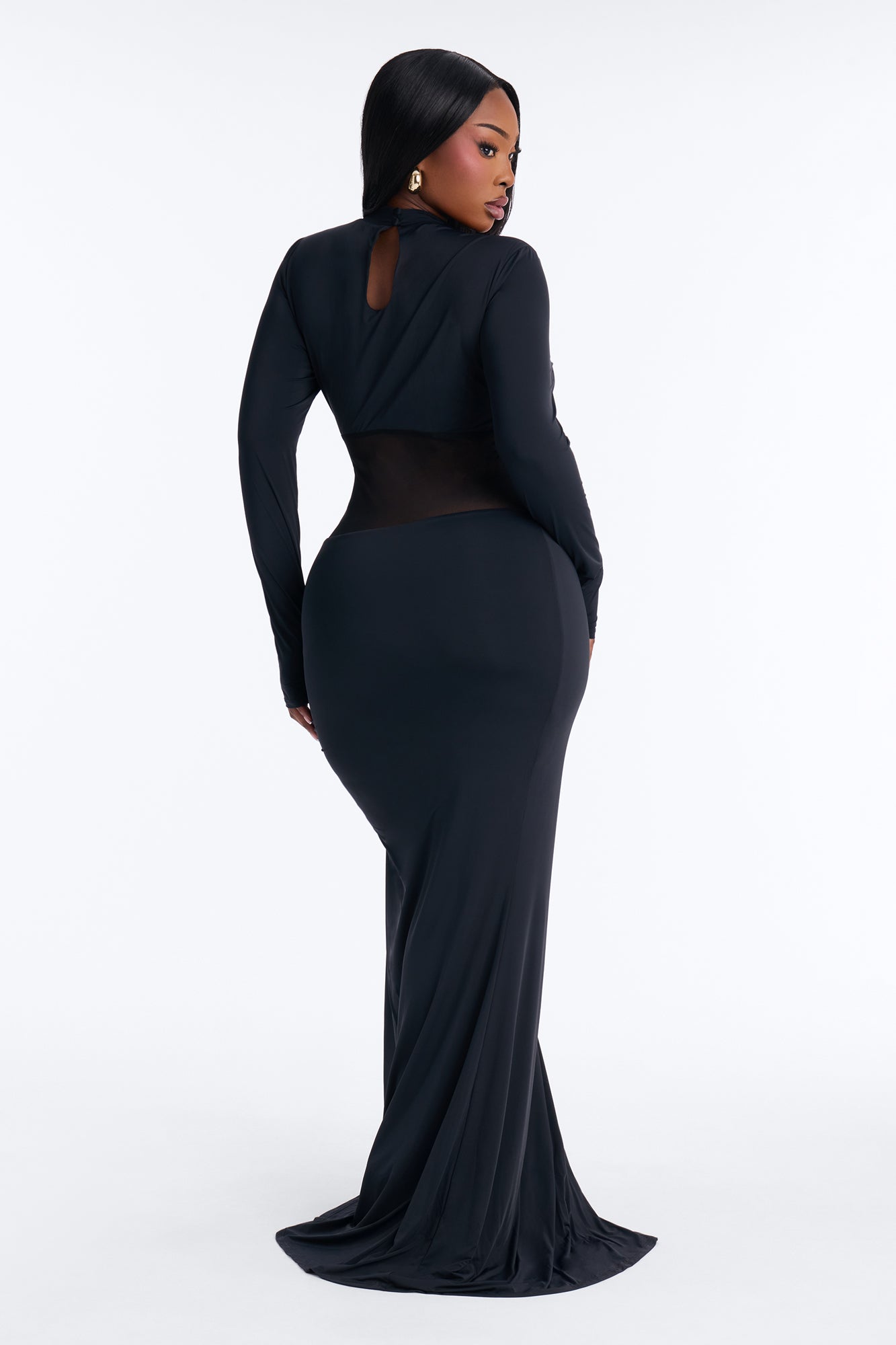 Main Muse Mesh Cut Out Maxi Dress - Black
