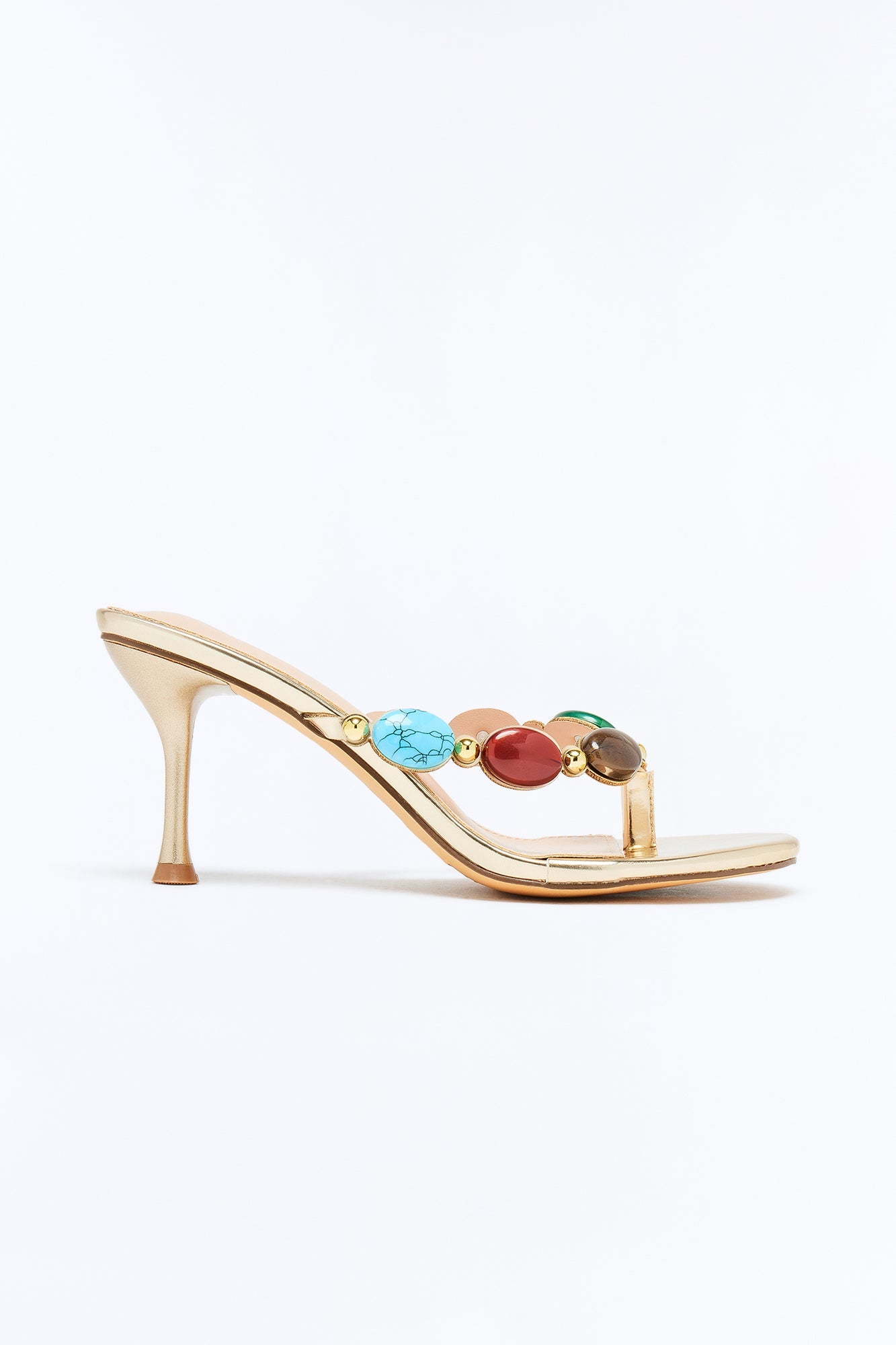 Bay Stone Thong Heels - Gold
