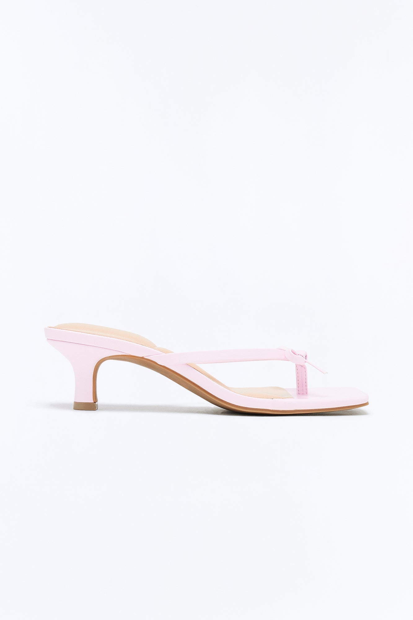 Jezabell Bow Thong Kitten Heels - Pink