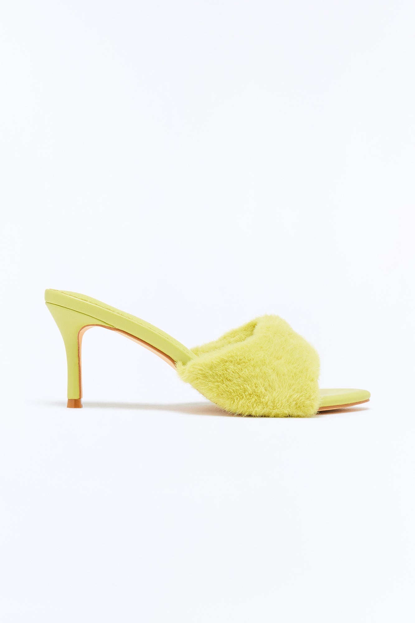Nellie Faux Fur Trim Heels - Chartreuse