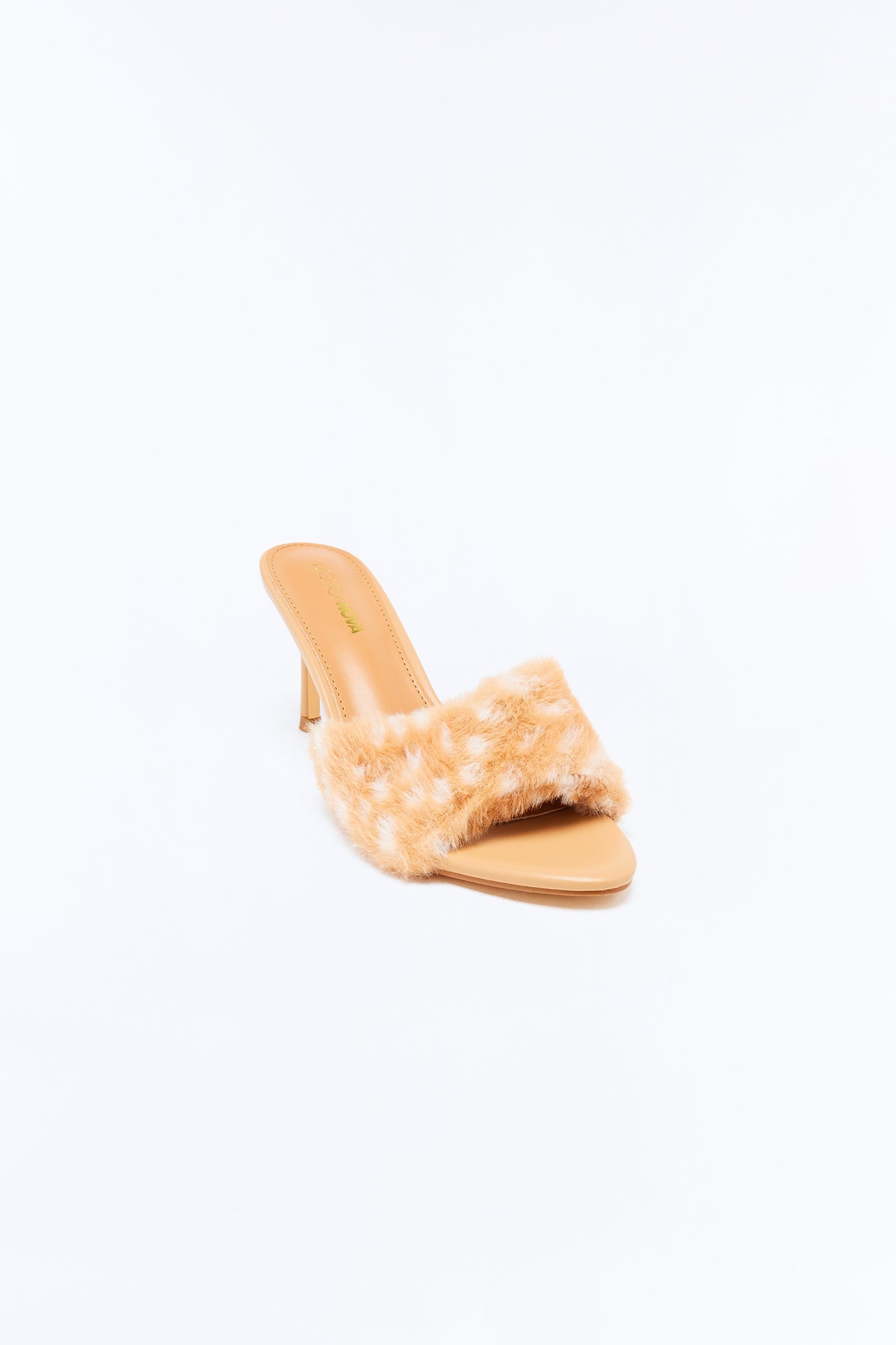 Nellie Faux Fur Trim Heels - Beige