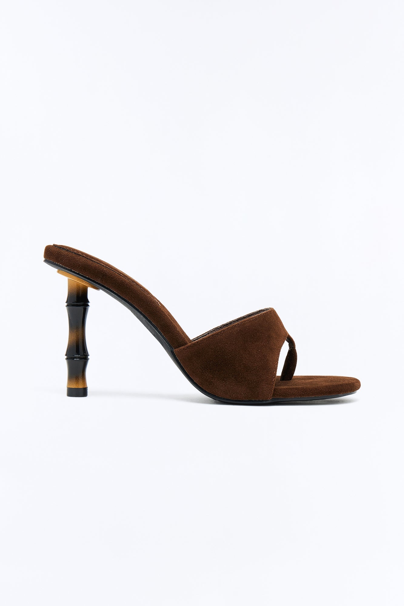 Salma Bamboo Heel Mules - Chocolate