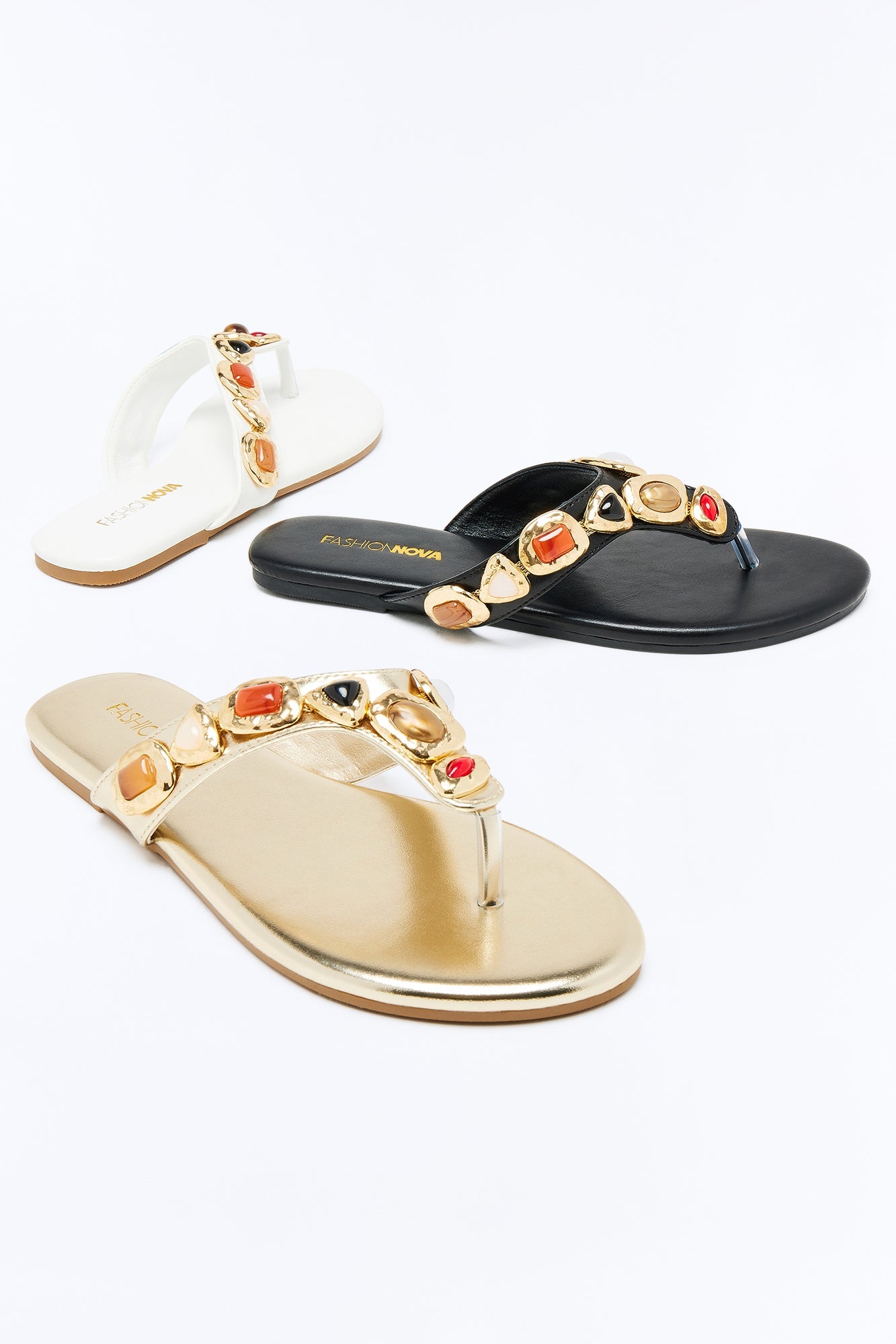 Vancesca Jewel Flip Flops - Black