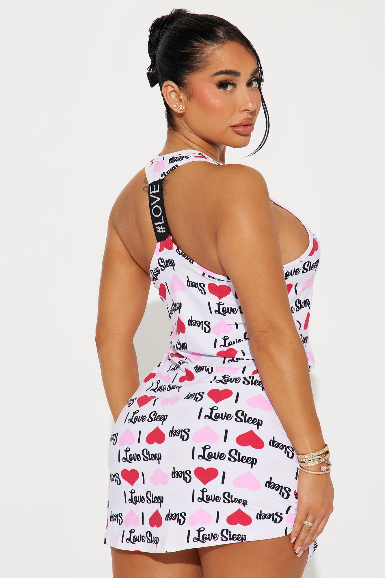 I Love My Sleep PJ Sleep Dress - Pink/combo