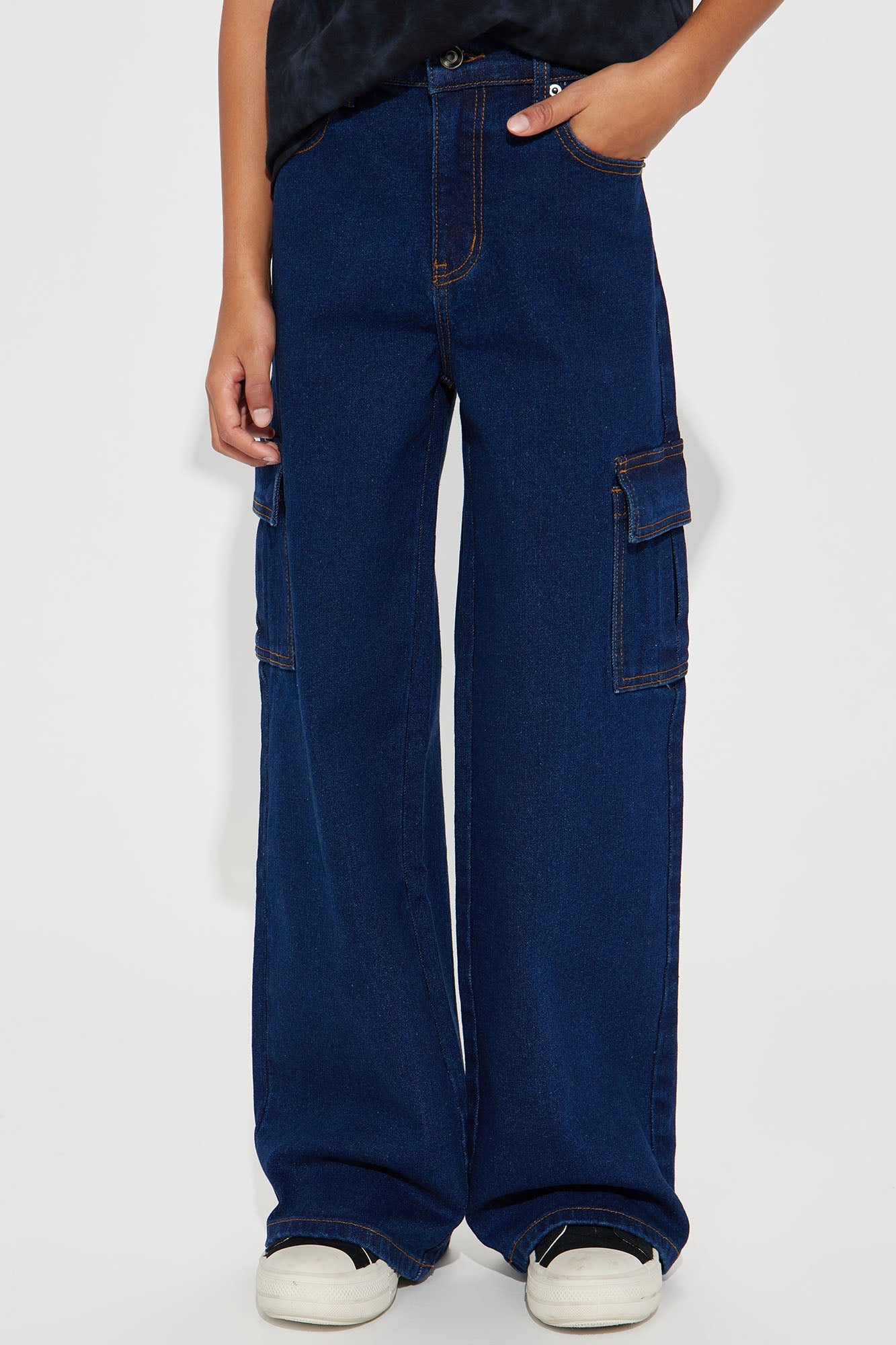 Mini The Wide Leg Cargo Pant - Rinse Blue Wash