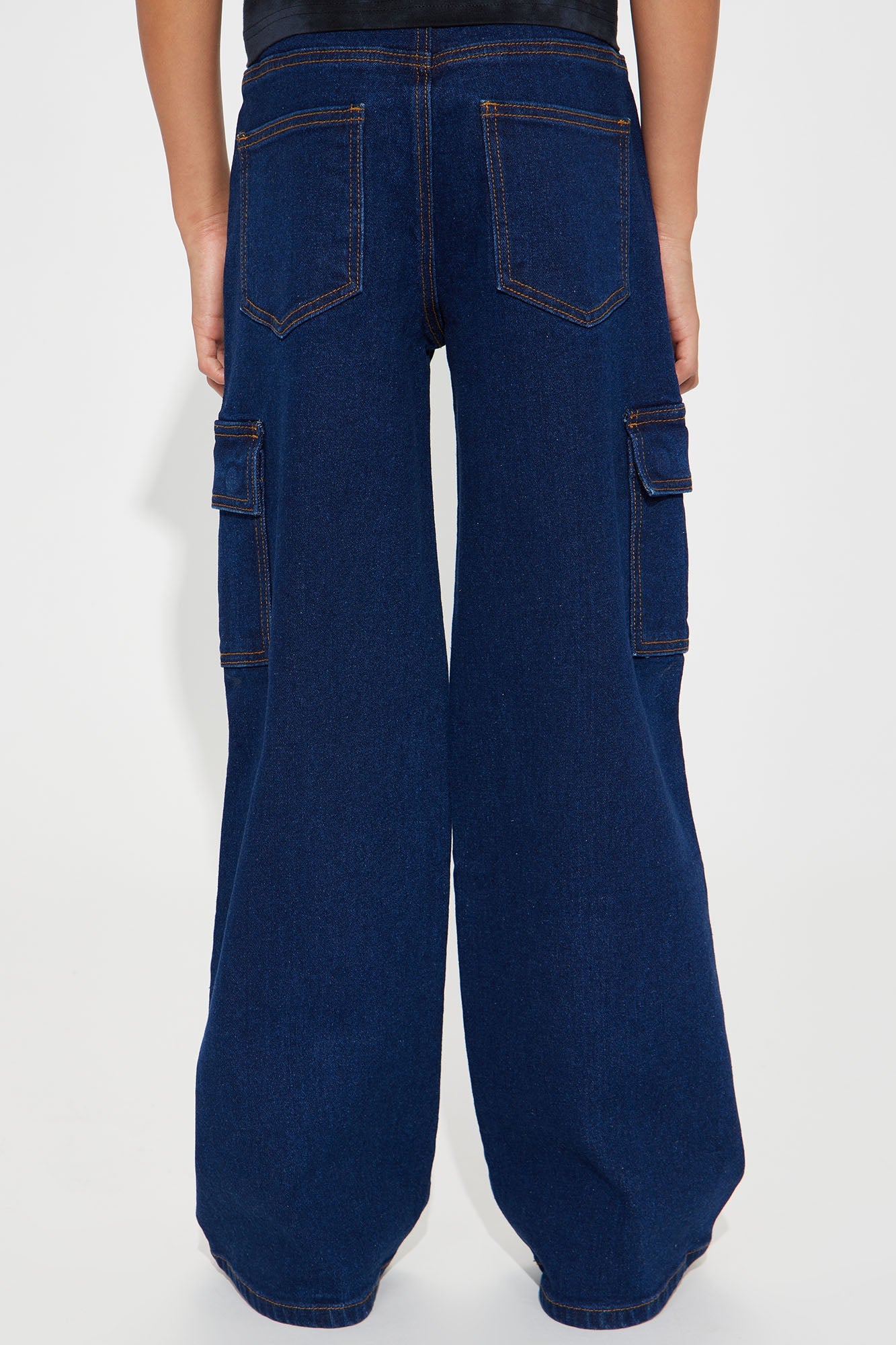 Mini The Wide Leg Cargo Pant - Rinse Blue Wash
