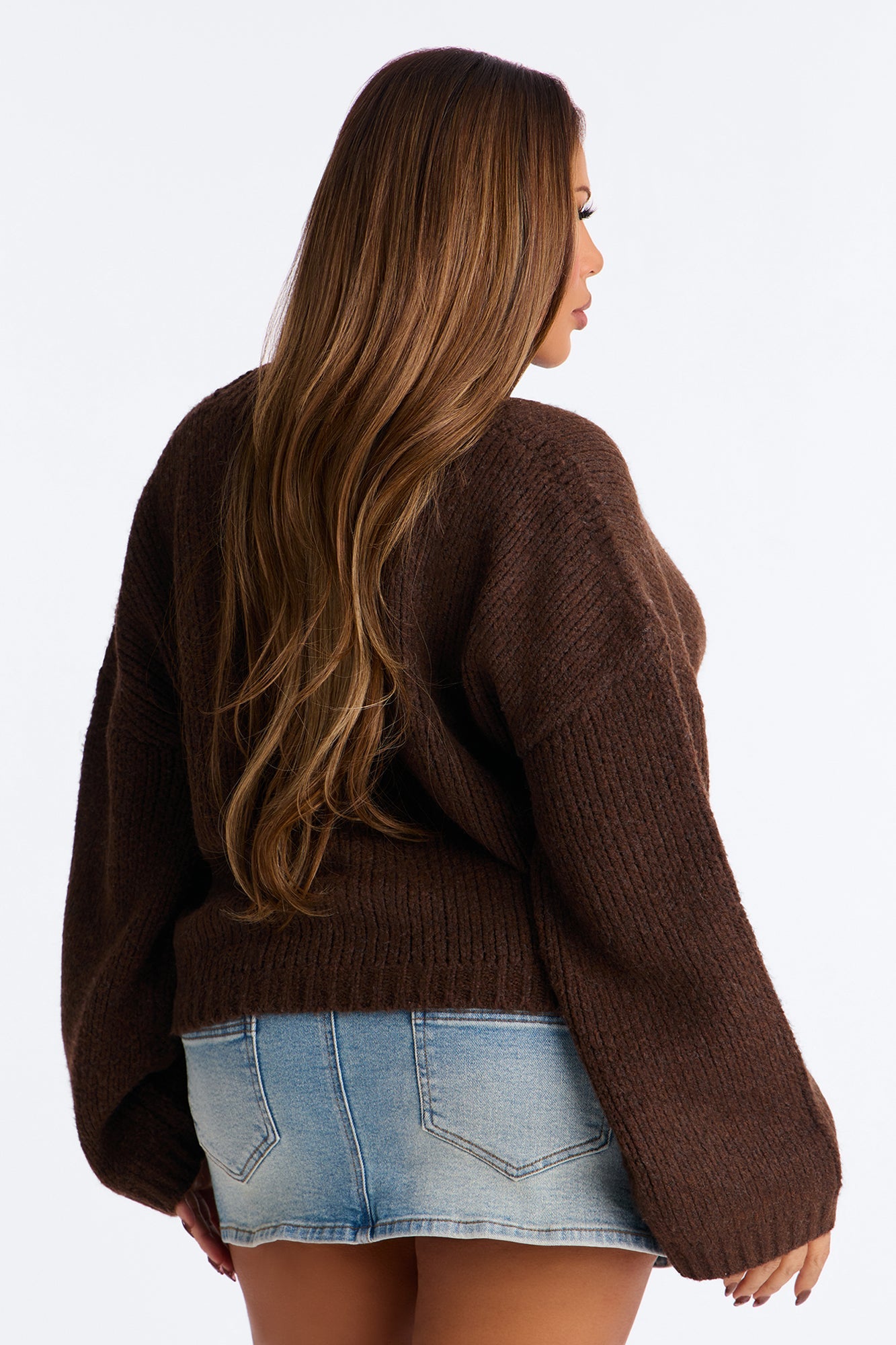 Warm Embrace Oversized V Neck Sweater - Chocolate