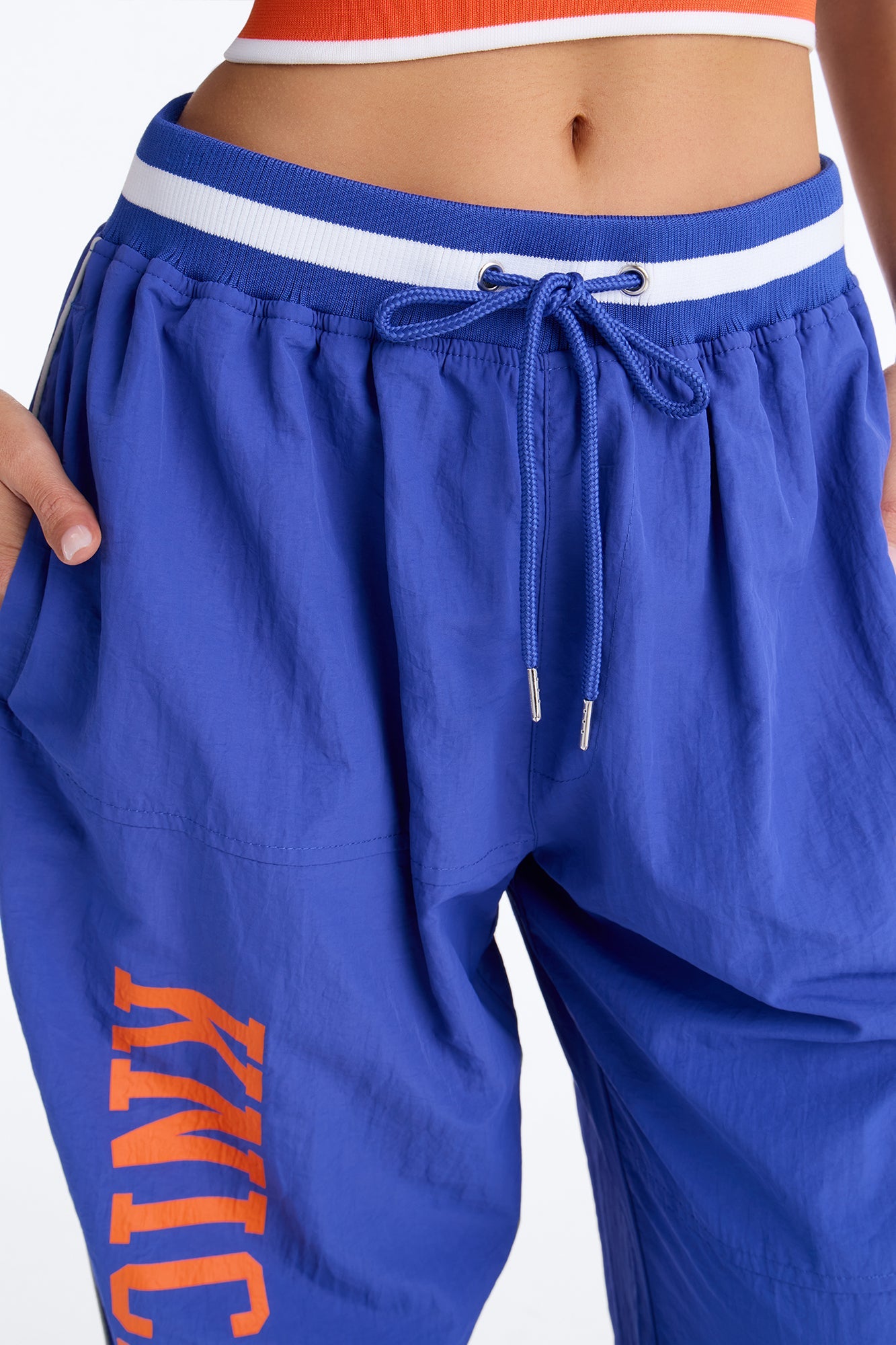 NBA New York Knicks Patchwork Cargo Wide Leg Pant - Royal