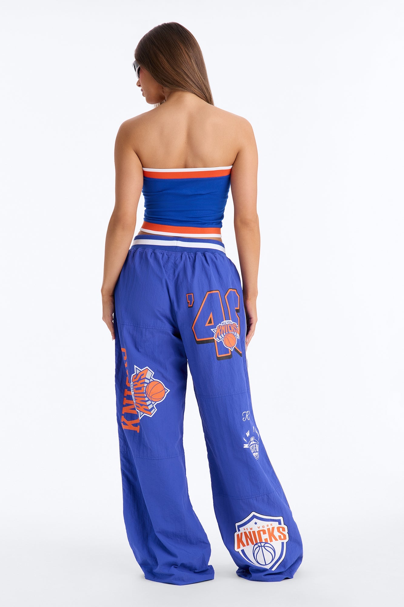 NBA New York Knicks Patchwork Cargo Wide Leg Pant - Royal