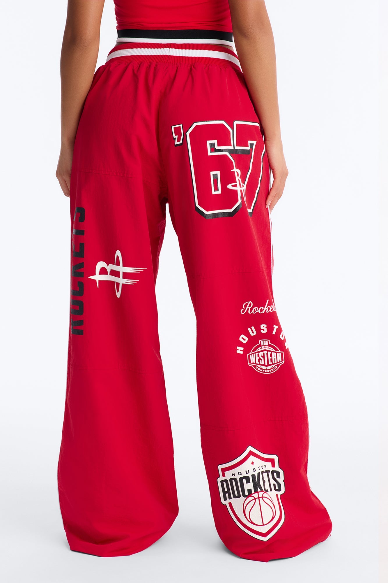 NBA Houston Rockets Patchwork Cargo Wide Leg Pant - Red