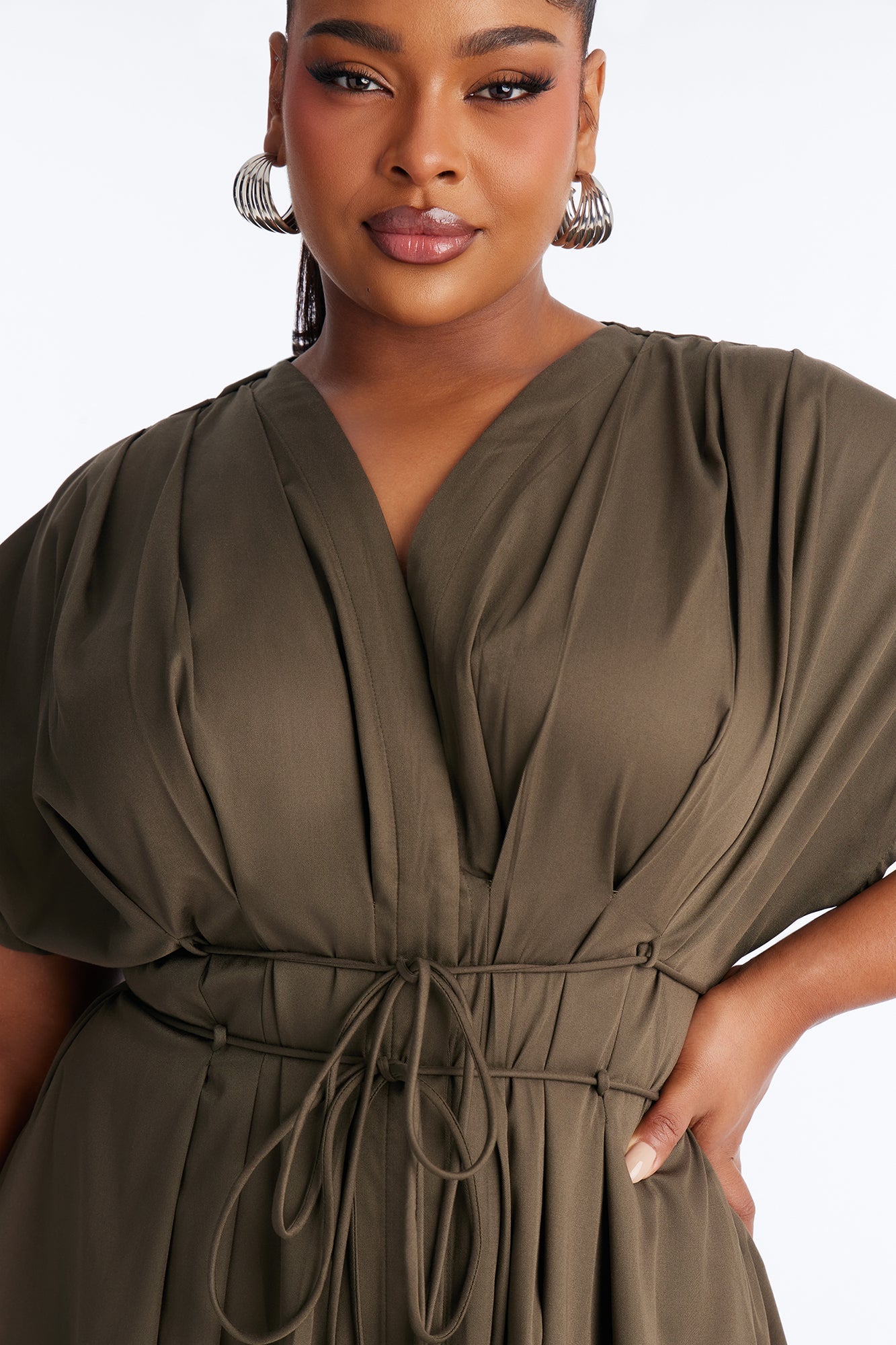 Maya Tie Waist Maxi Dress - Olive