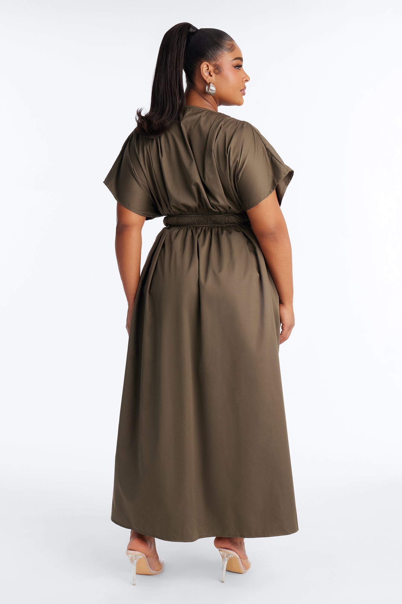 Maya Tie Waist Maxi Dress - Olive
