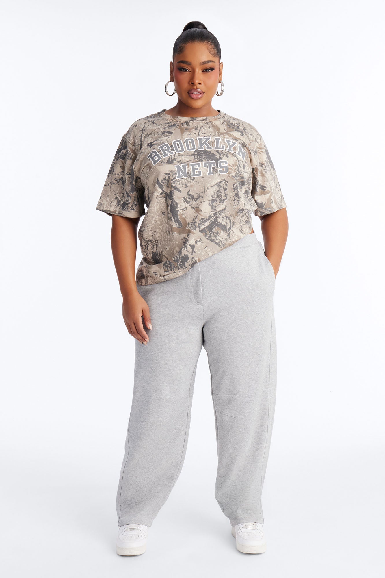 Juni Heavy Knit Jersey Barrel Leg Pant 31″ - Heather Grey