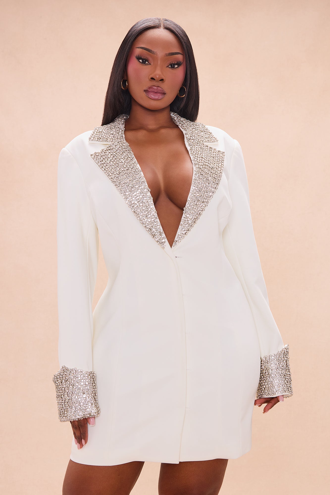 Emma Embellished Blazer Mini Dress - Off White