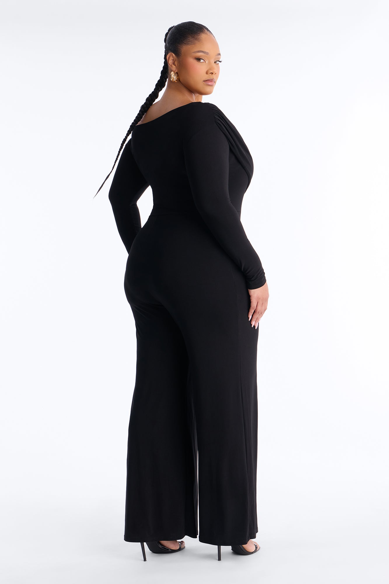 Adri Draped Wide Leg Jumpsuit - Black