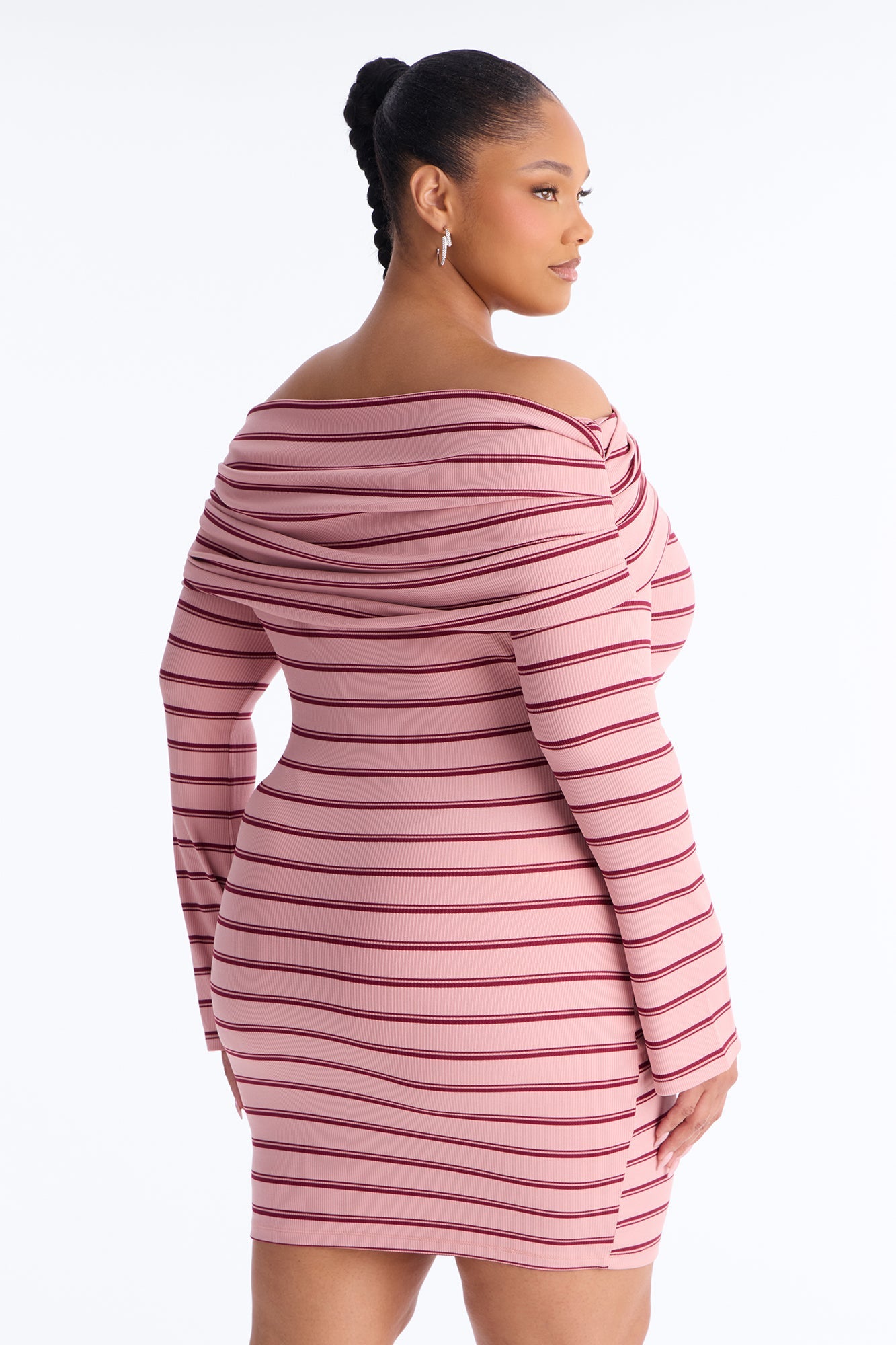 Britta Long Sleeve Ribbed Mini Dress - Mauve/combo