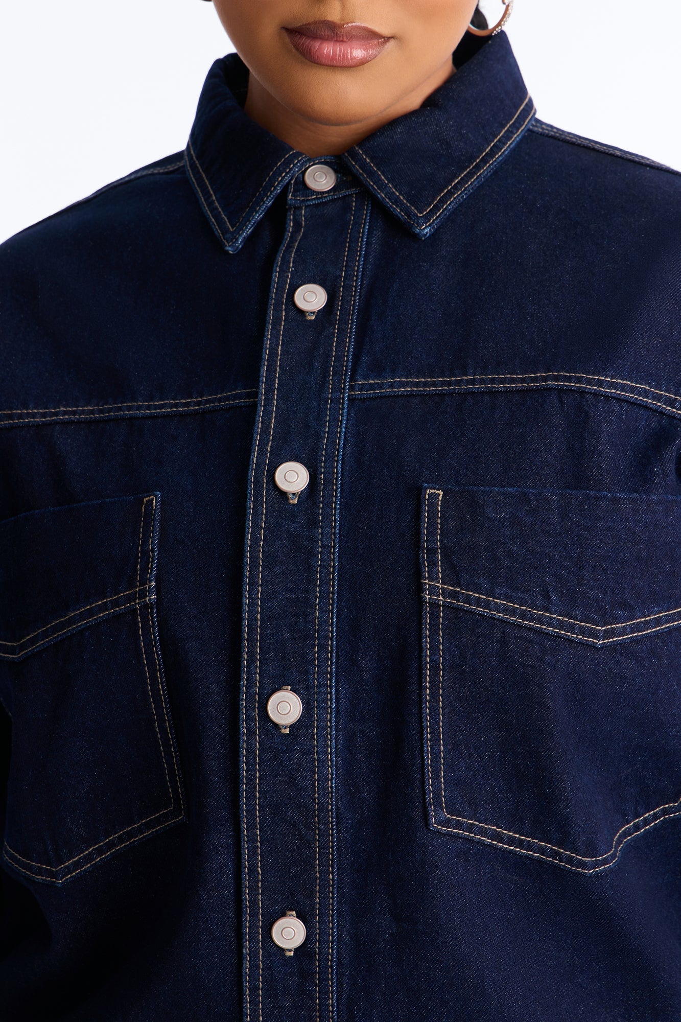 Night Borough Denim Shacket - Dark Wash