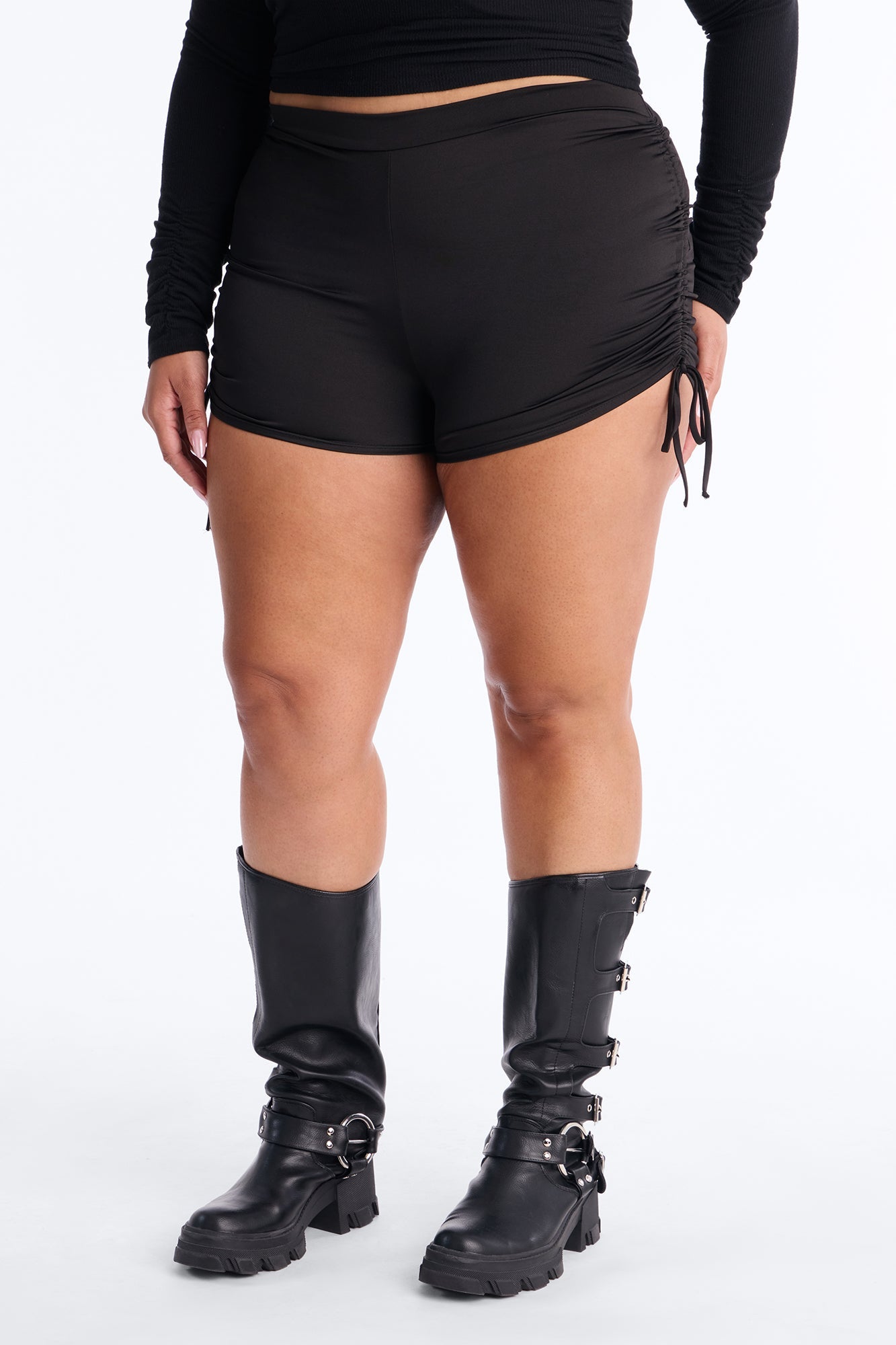 Finessed Ruched Micro Short - Black