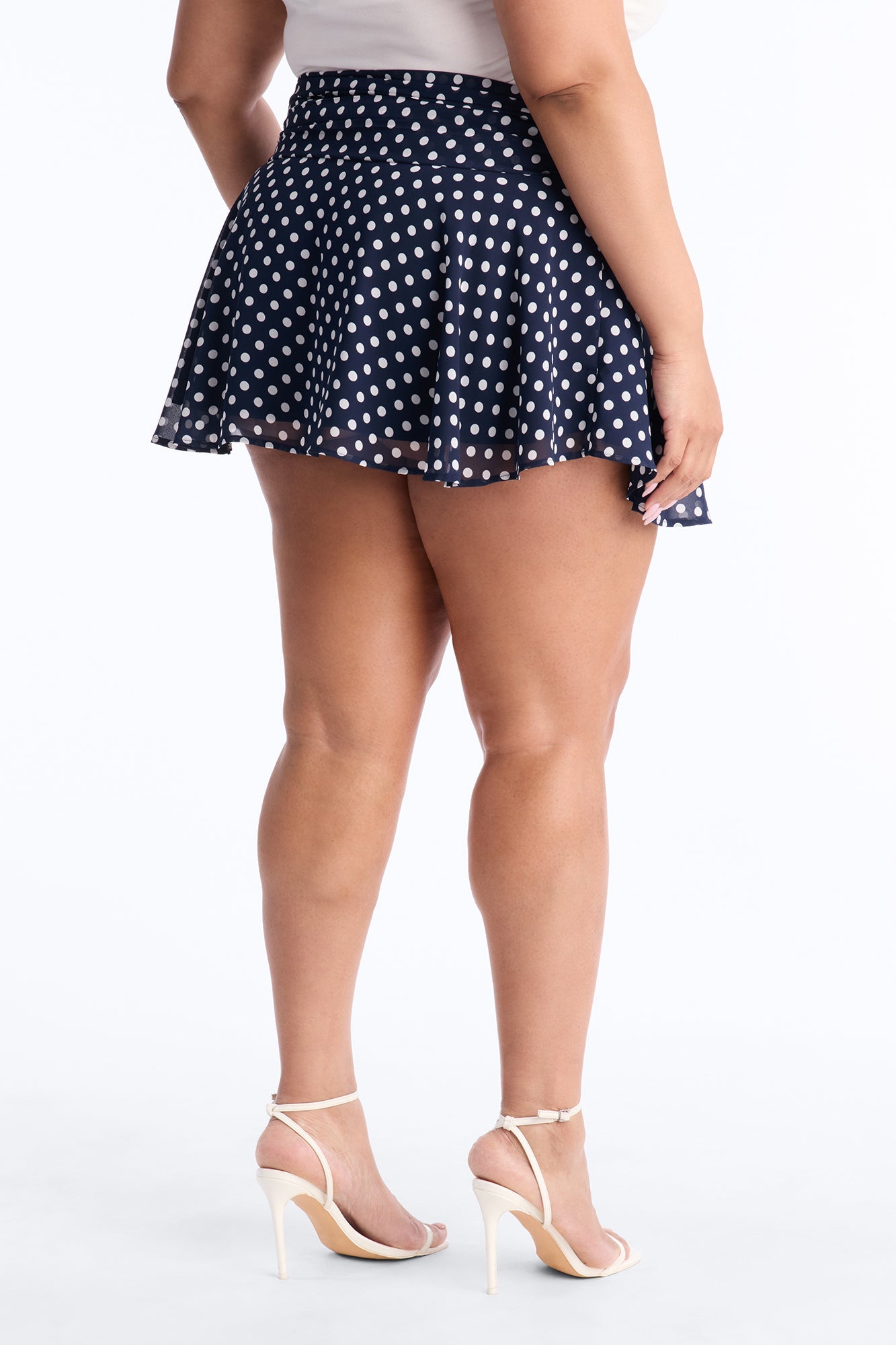Emmie Chiffon Polka Dot Mini Skirt - Navy/combo