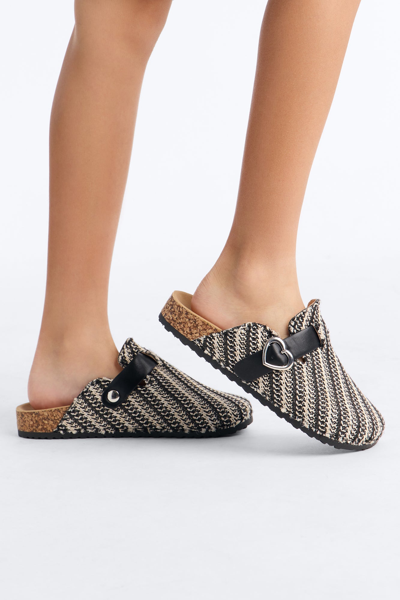 Mini See You Around Woven Clogs - Black/White