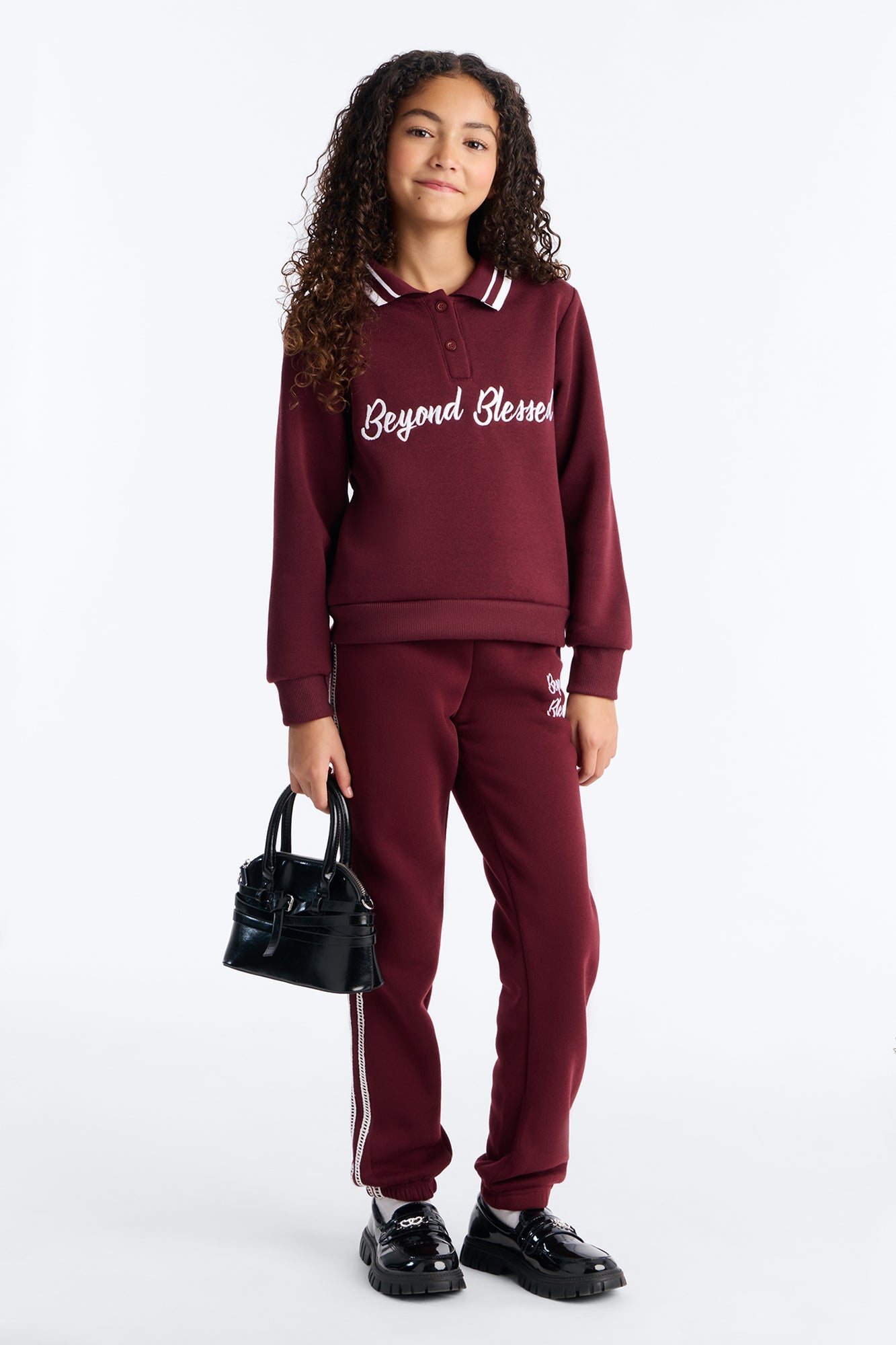 Mini Beyond Blessed 98 Jogger Pant Set - Burgundy