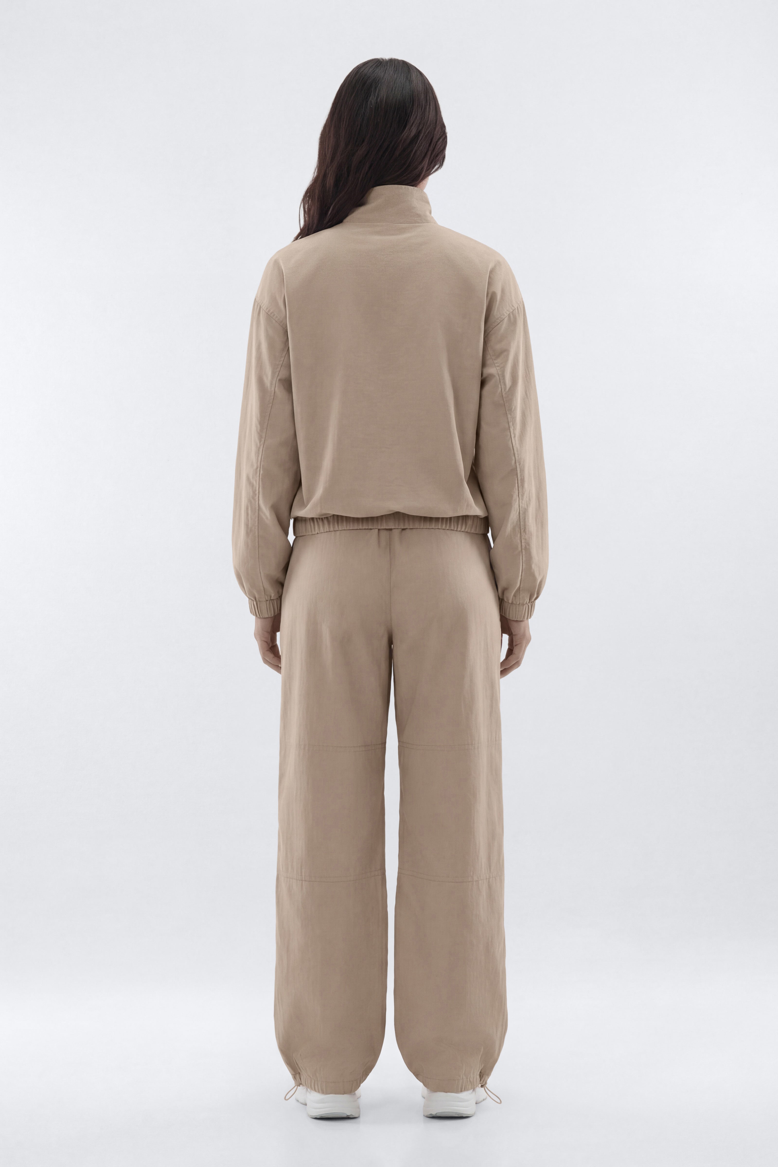 CoreNylon Mock Neck Half Zip Track Jacket - Taupe