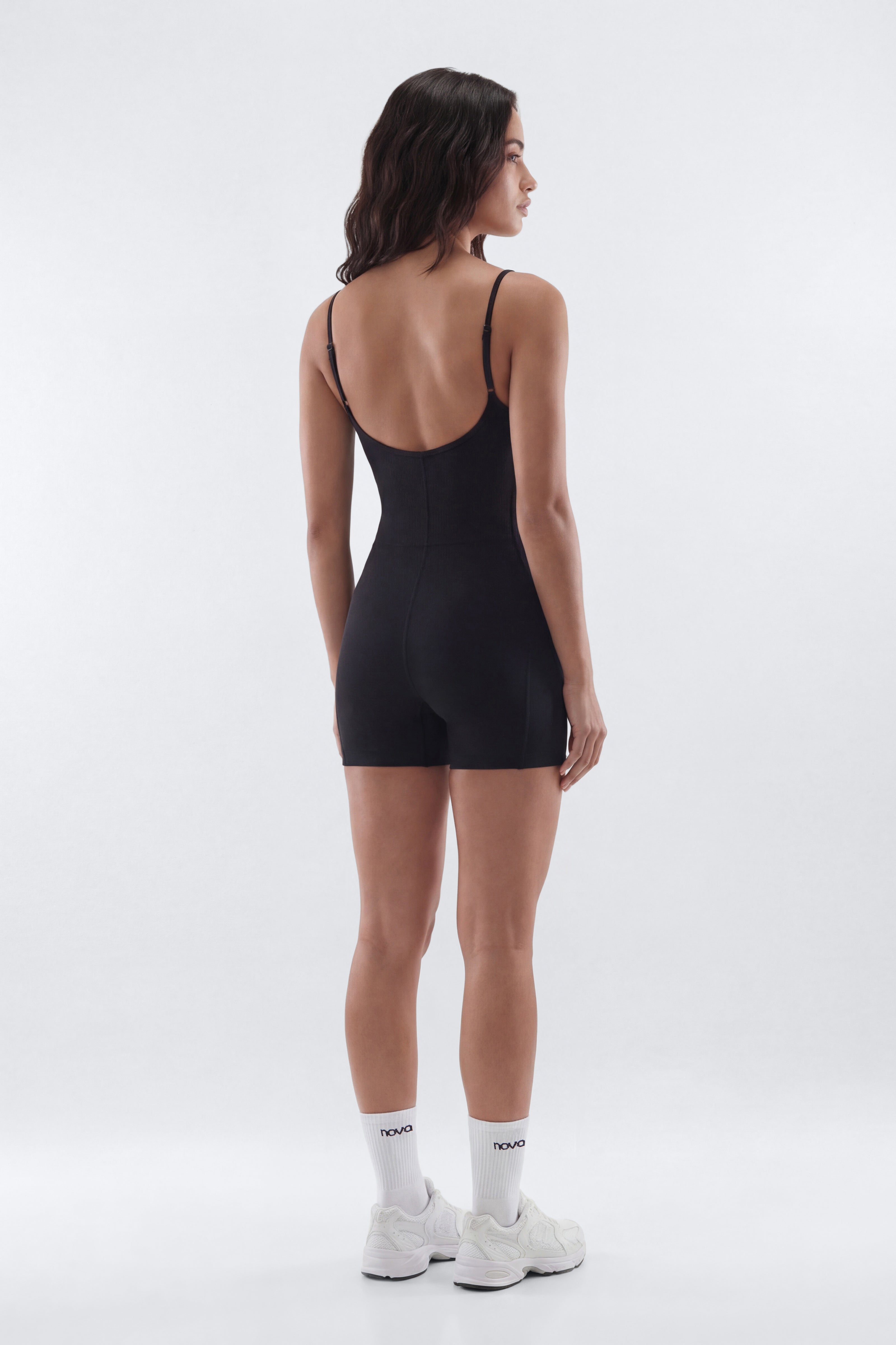 CloudForm™ 3″ Spaghetti Strap Romper - Black