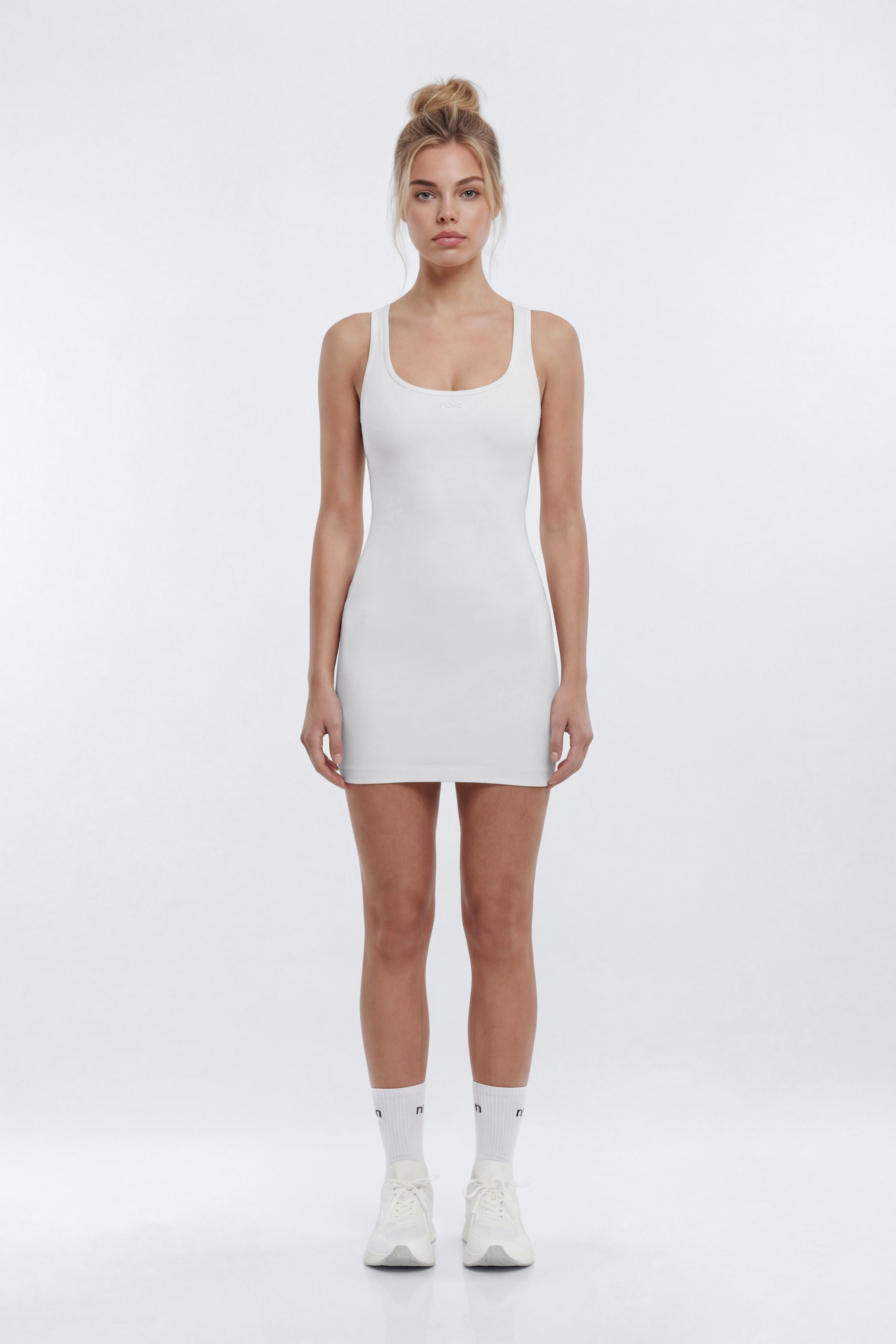 CottonFlex™ Cut Out Back Sports Dress - White