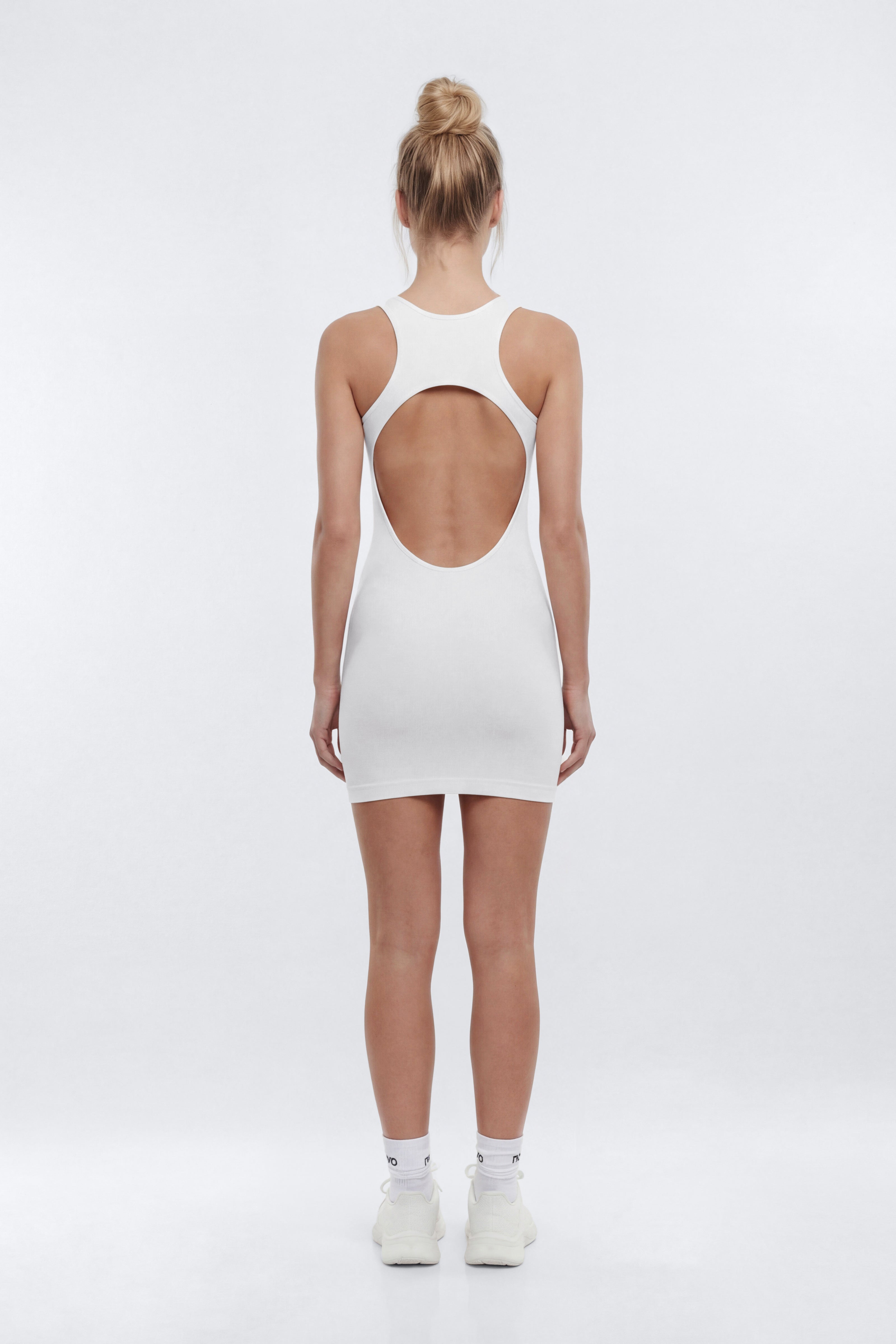 CottonFlex™ Cut Out Back Sports Dress - White
