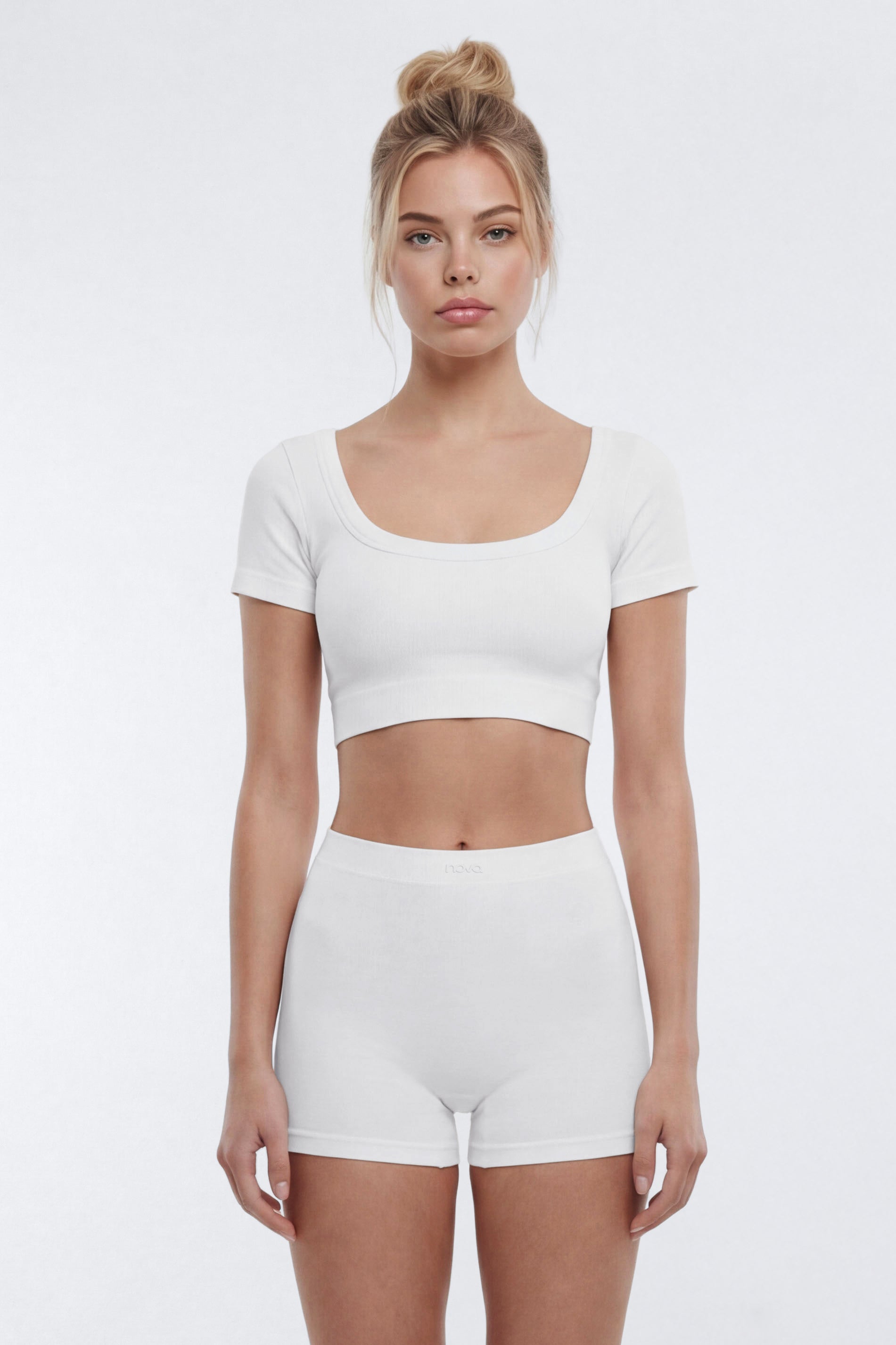 CottonFlex™ Short Sleeve Cropped Sports Top - White