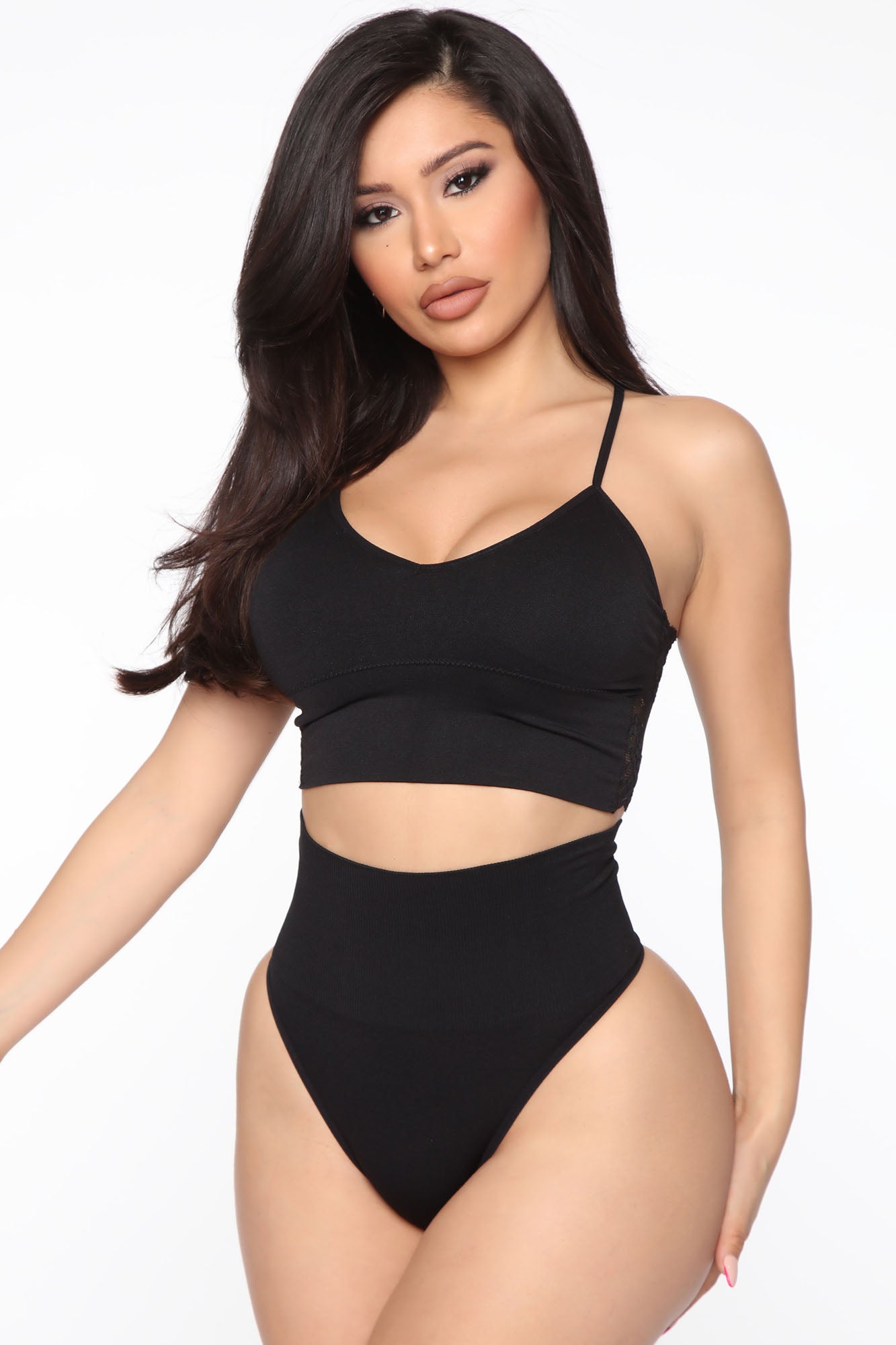 Tummy Control Seamless Thong Shapewear Panty - Black