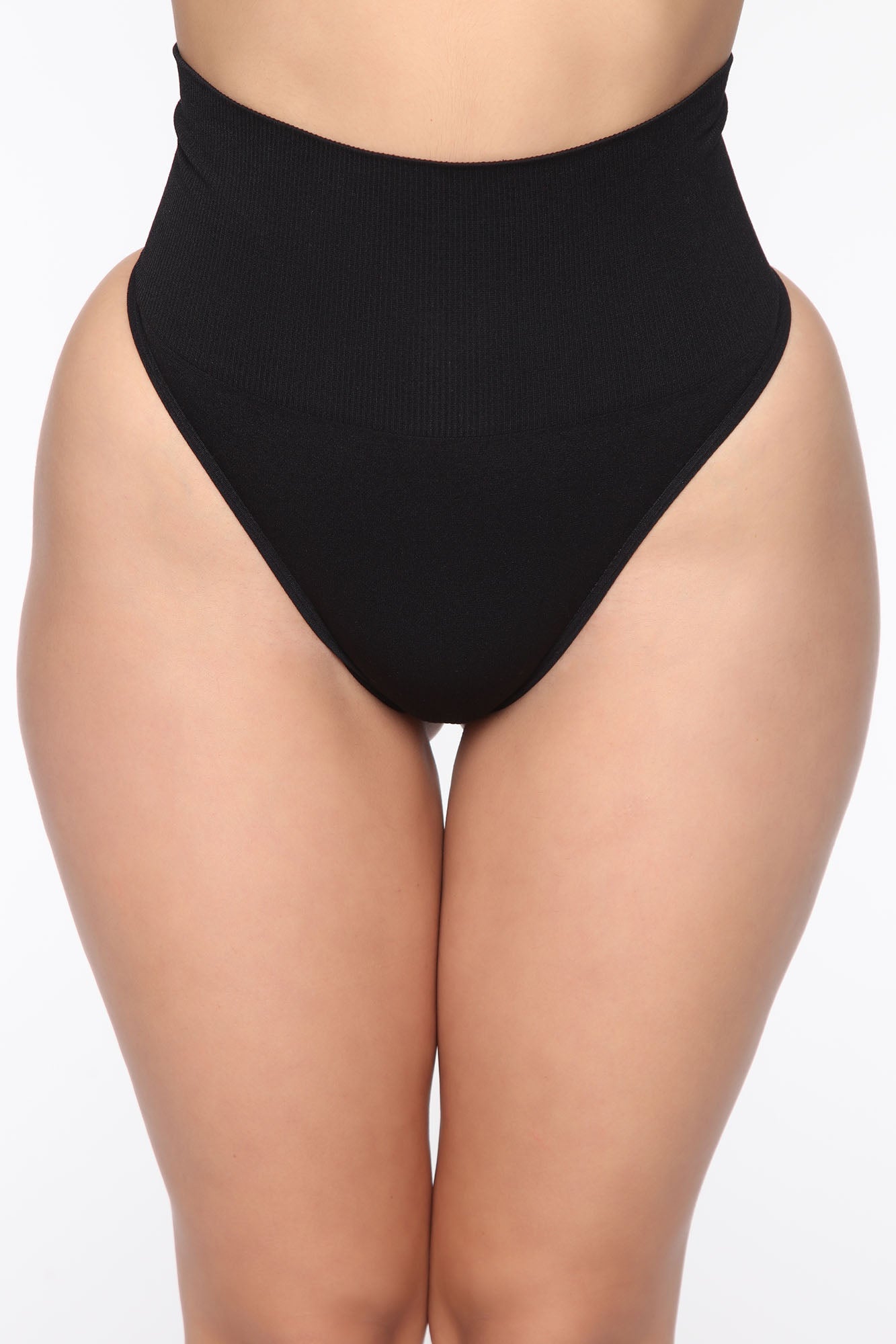 Tummy Control Seamless Thong Shapewear Panty - Black