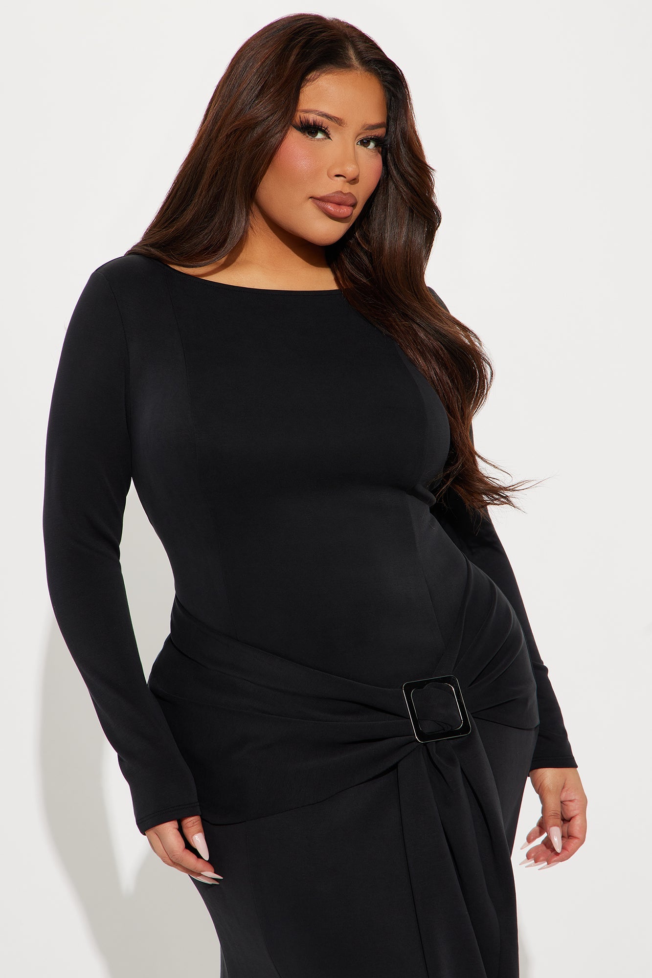 Move With Grace Ponte Midi Dress - Black