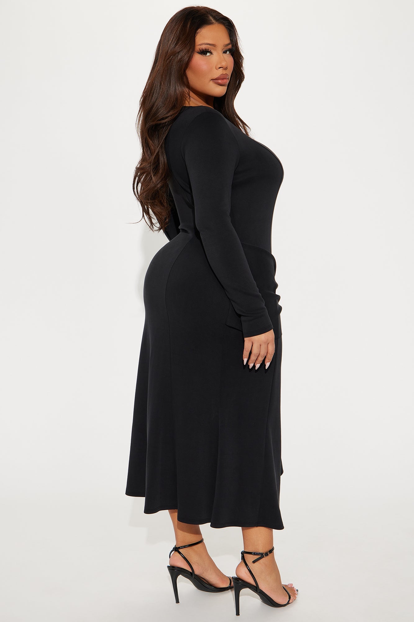Move With Grace Ponte Midi Dress - Black