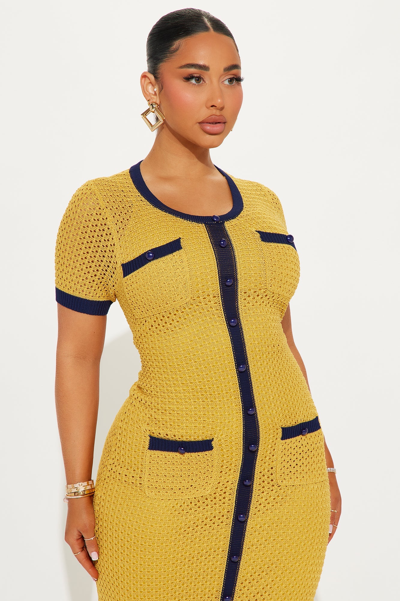 Elena Crochet Maxi Dress - Mustard/combo