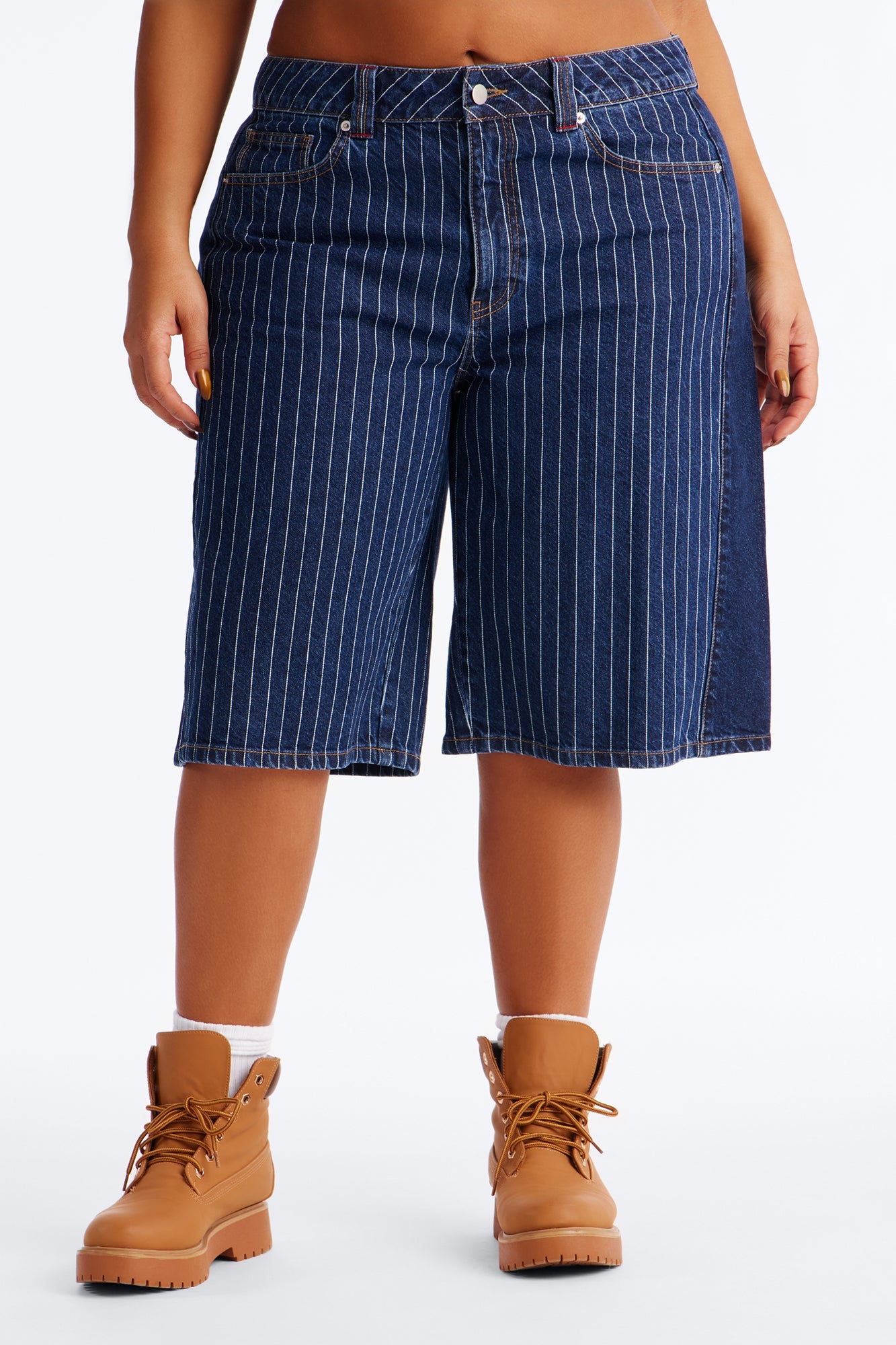 Legendary Striped Denim Jorts - Dark Wash