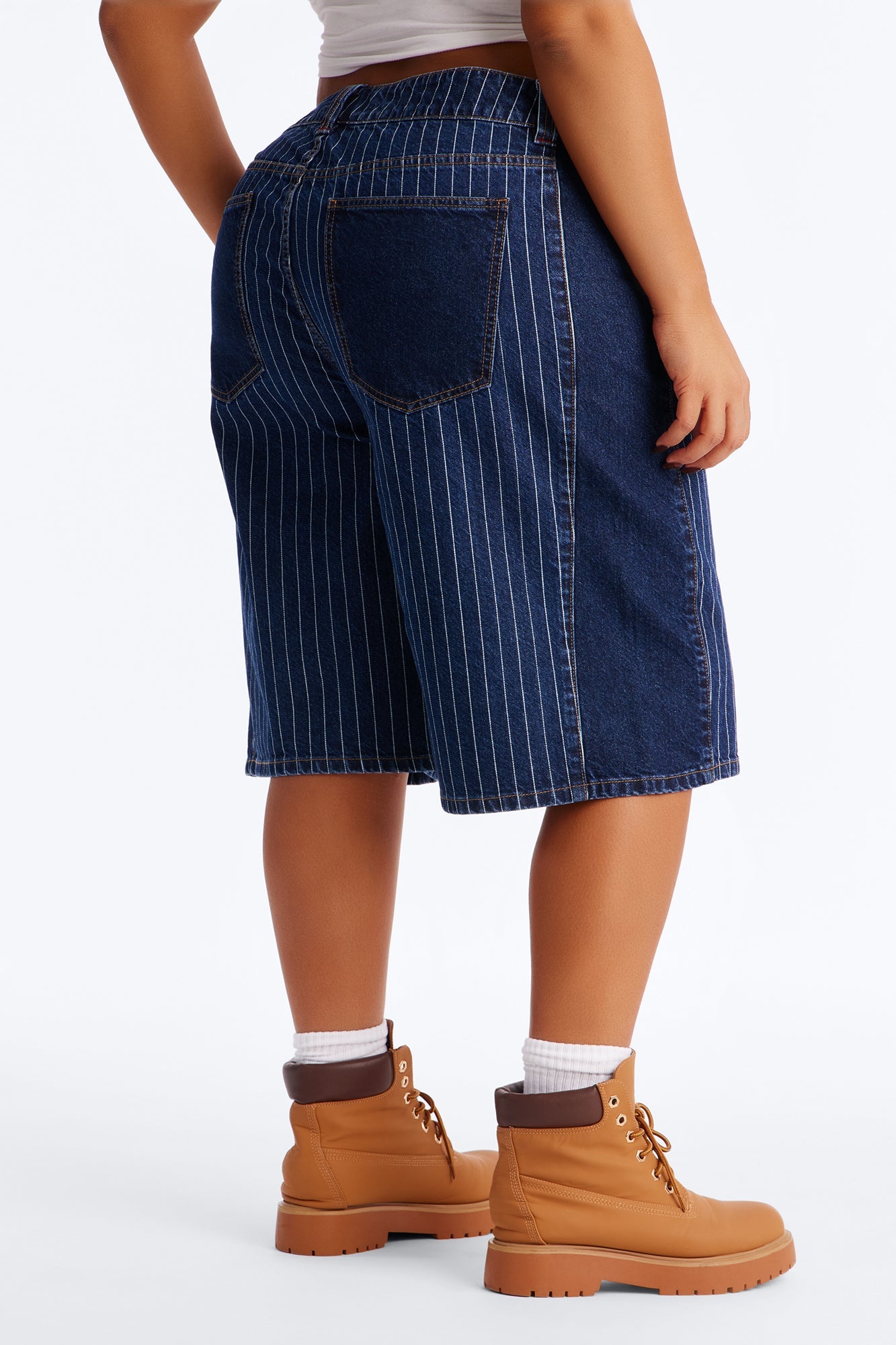Legendary Striped Denim Jorts - Dark Wash
