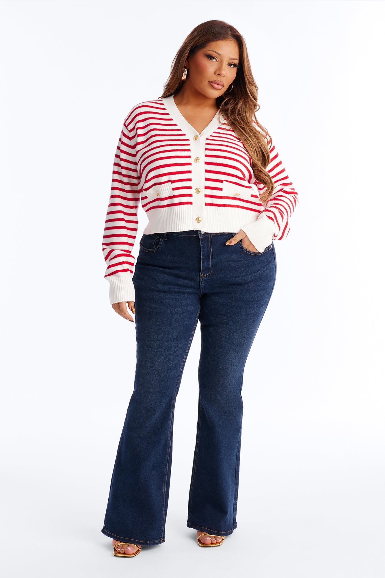 Country Club Striped Cardigan - Red/White