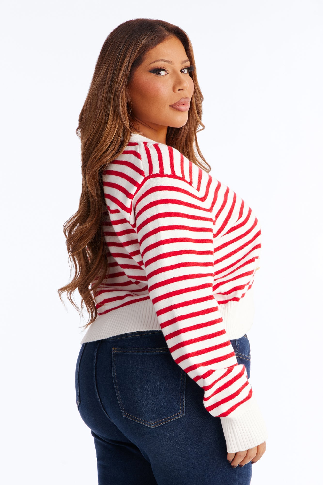 Country Club Striped Cardigan - Red/White