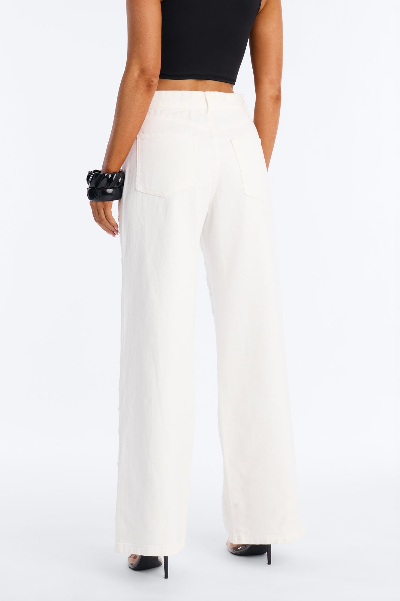 Valencia Crochet Lace Overlay Jeans - White