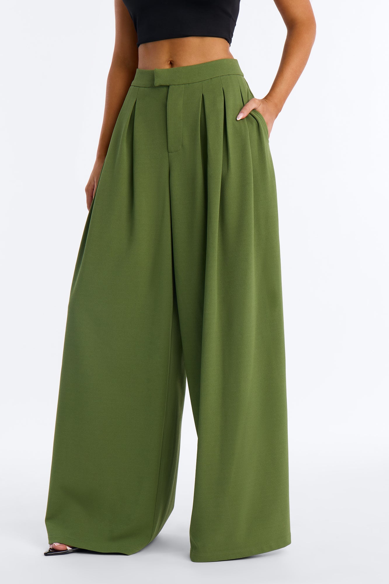 Charlie Wide Leg Trouser 33″ - Green