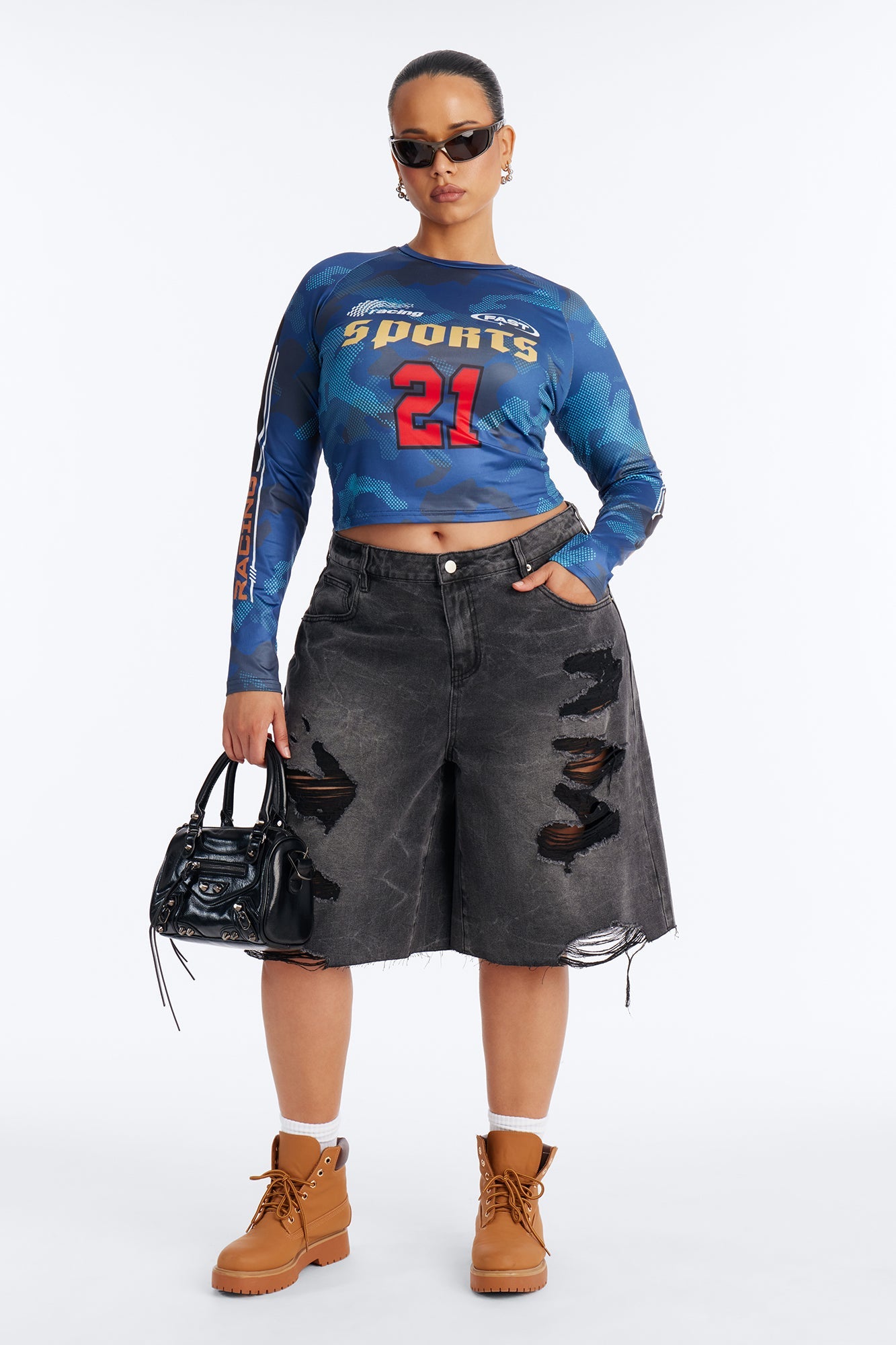 Watch Me Go Ripped Denim Shorts - Black Wash
