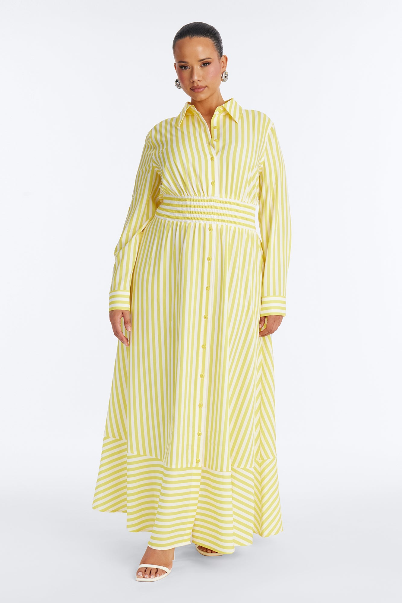 Alison Striped Maxi Shirt Dress - Yellow/combo