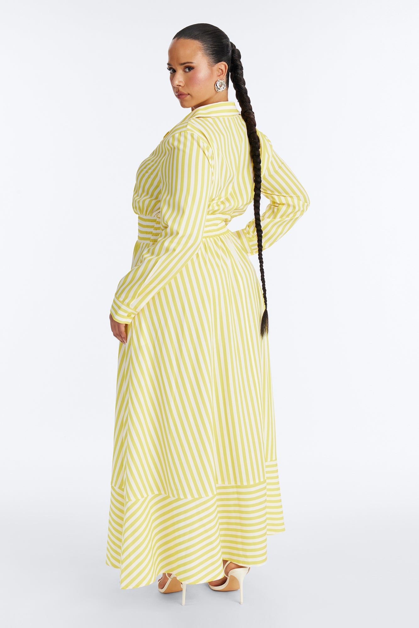 Alison Striped Maxi Shirt Dress - Yellow/combo