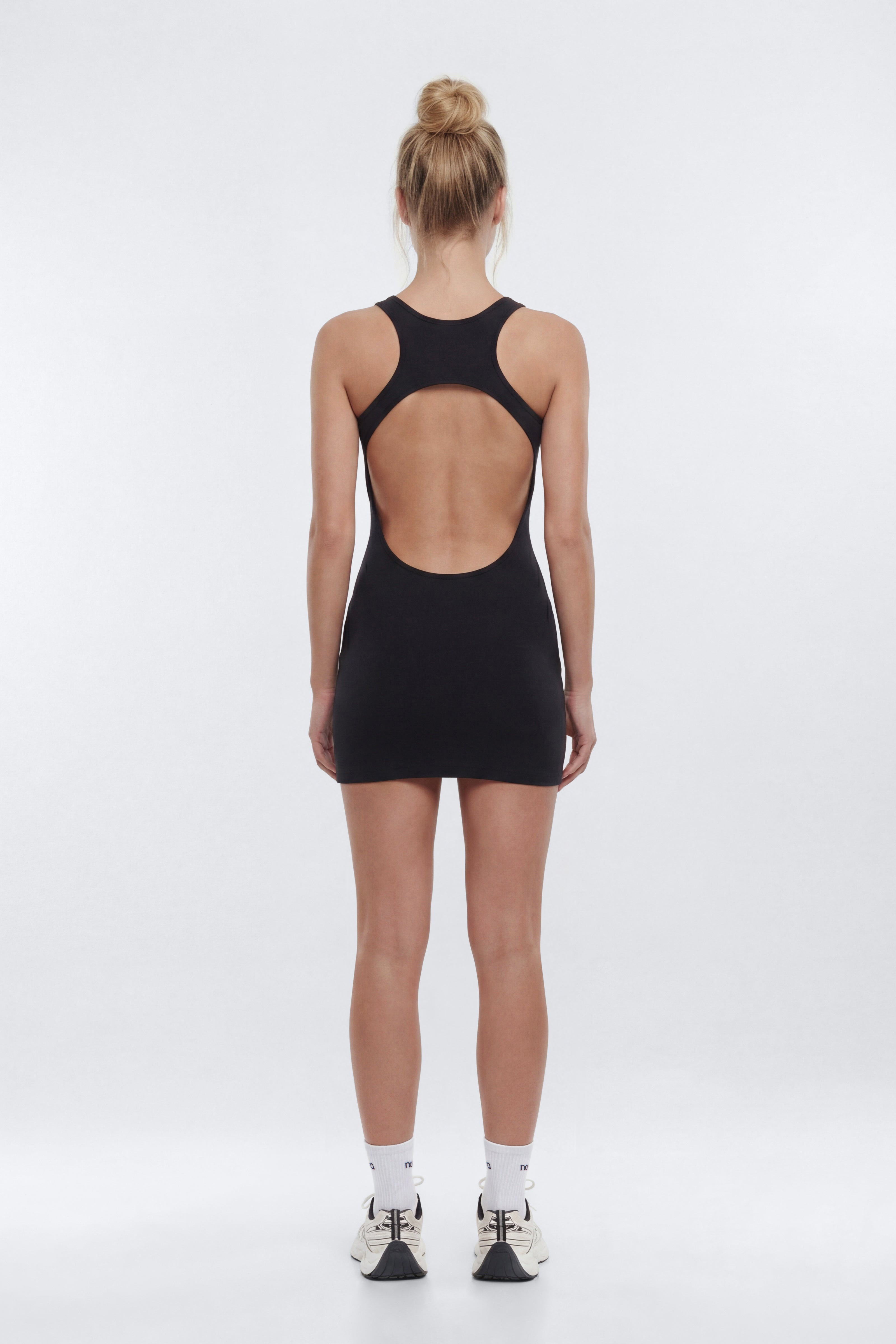 CottonFlex™ Cut Out Back Sports Dress - Black