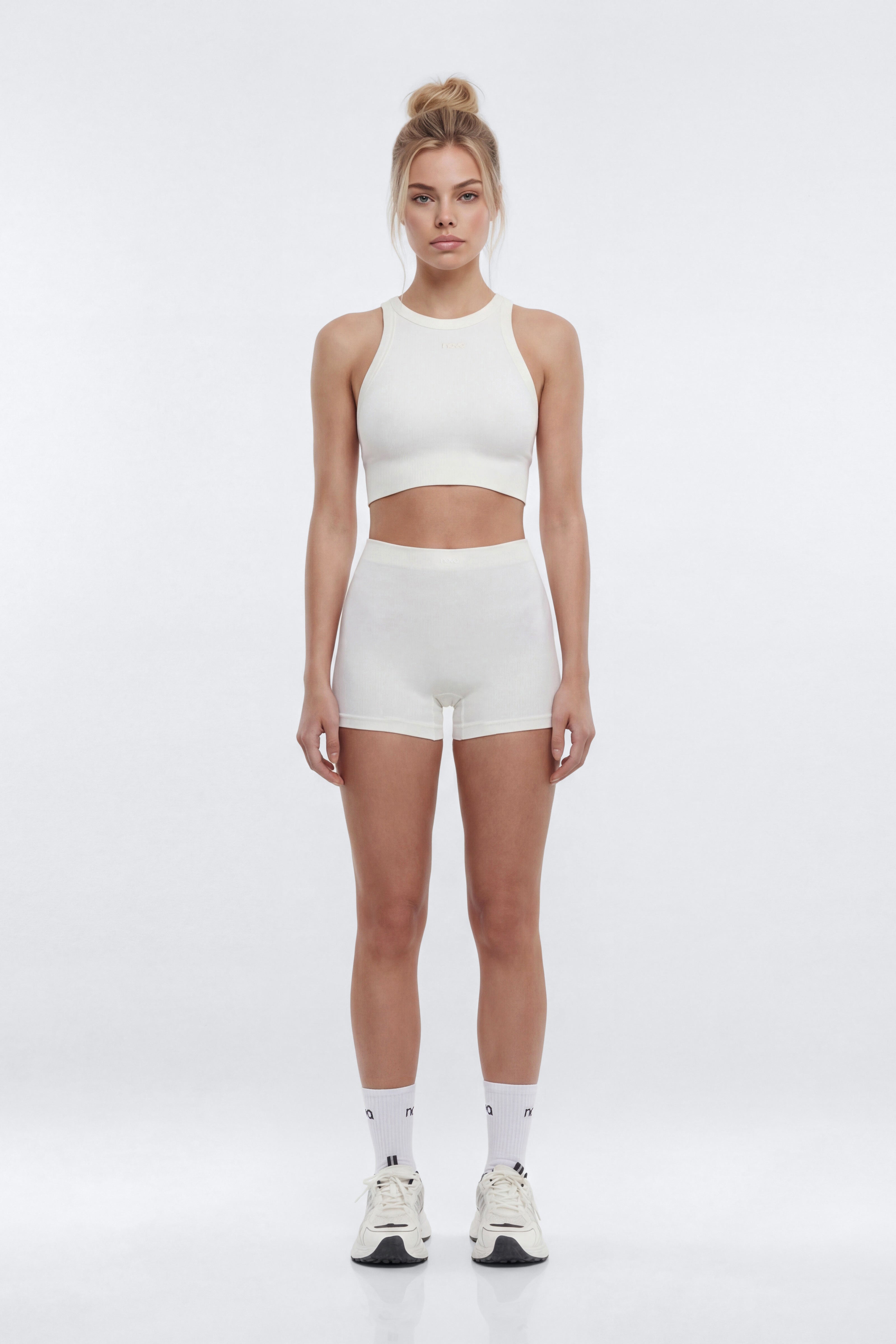 CottonFlex™ Cropped Sports Top - White