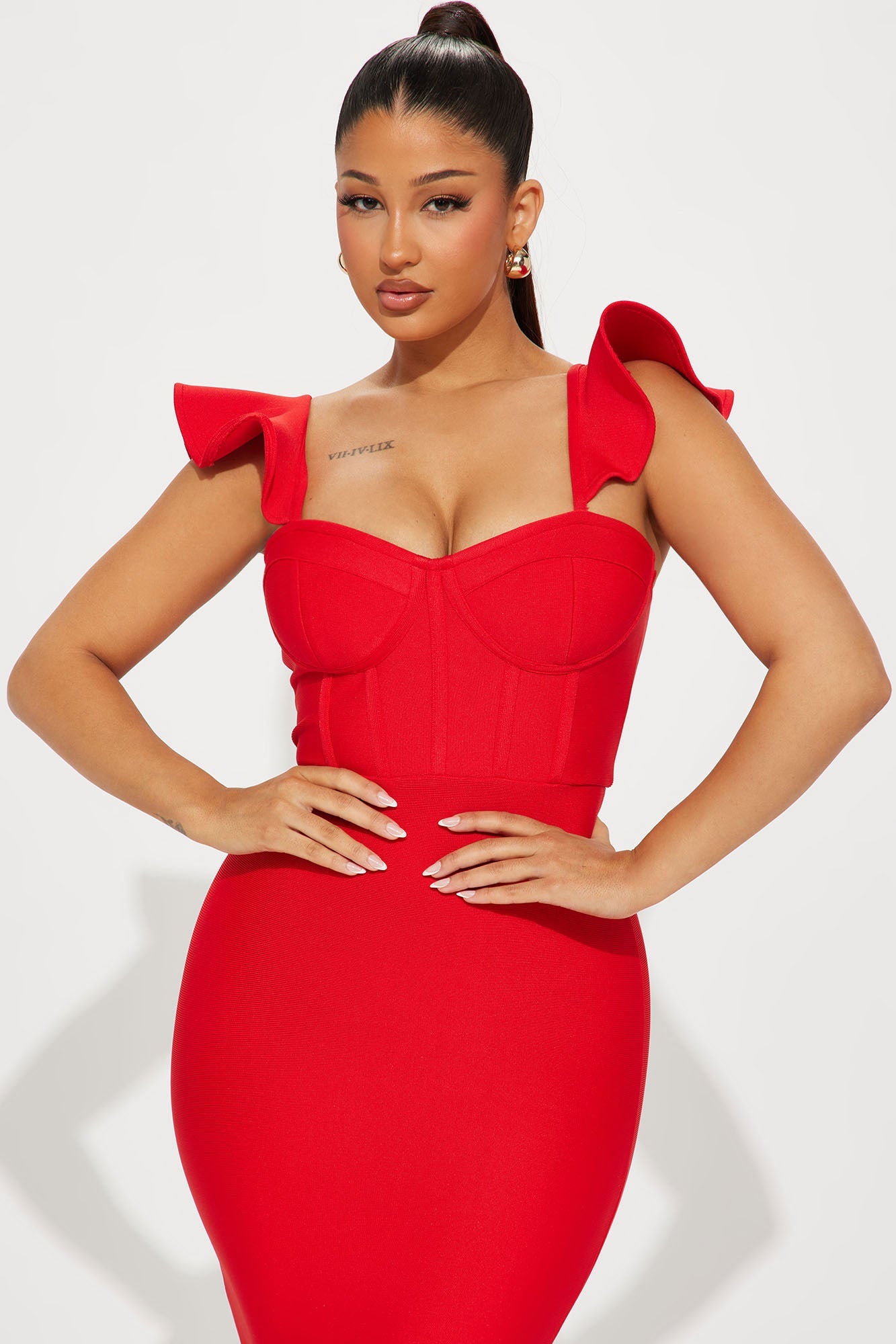 Alani Bandage Midi Dress - Red