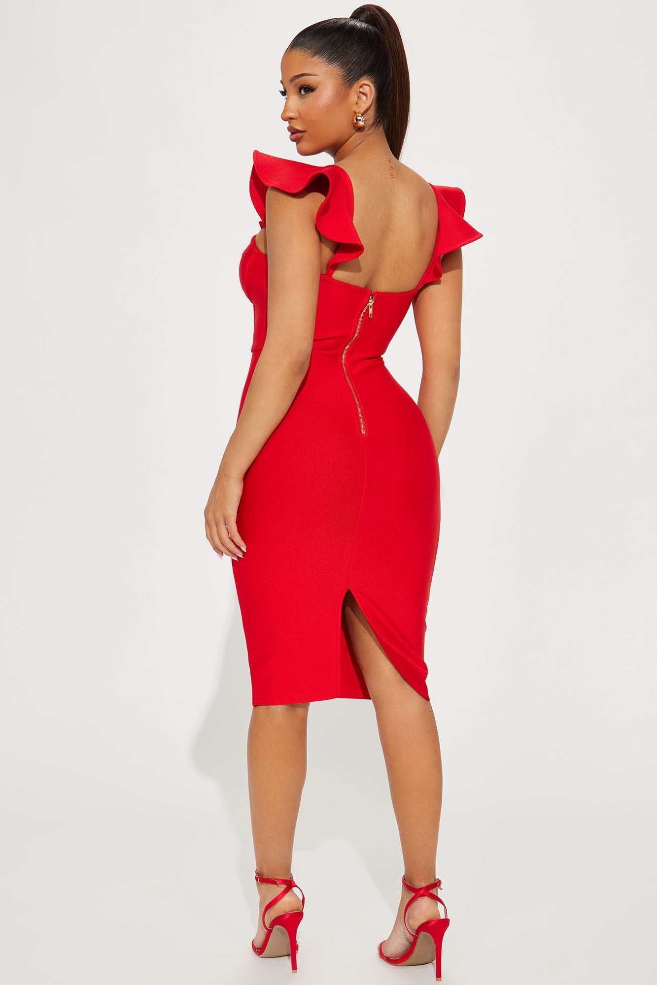 Alani Bandage Midi Dress - Red