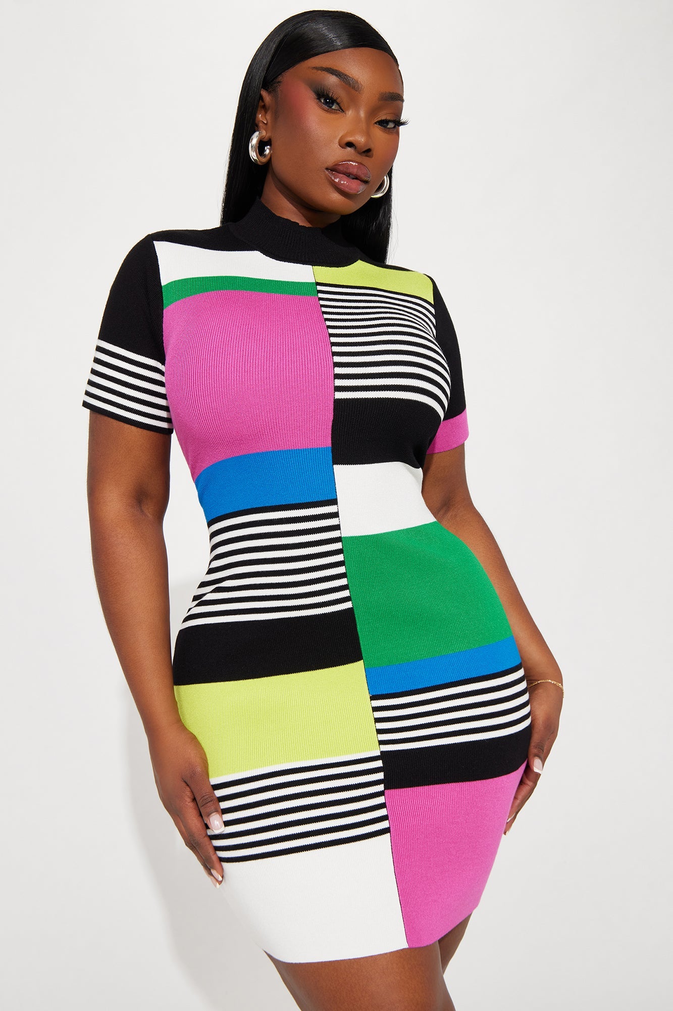 Margo Colorblock Mini Dress - Black/combo
